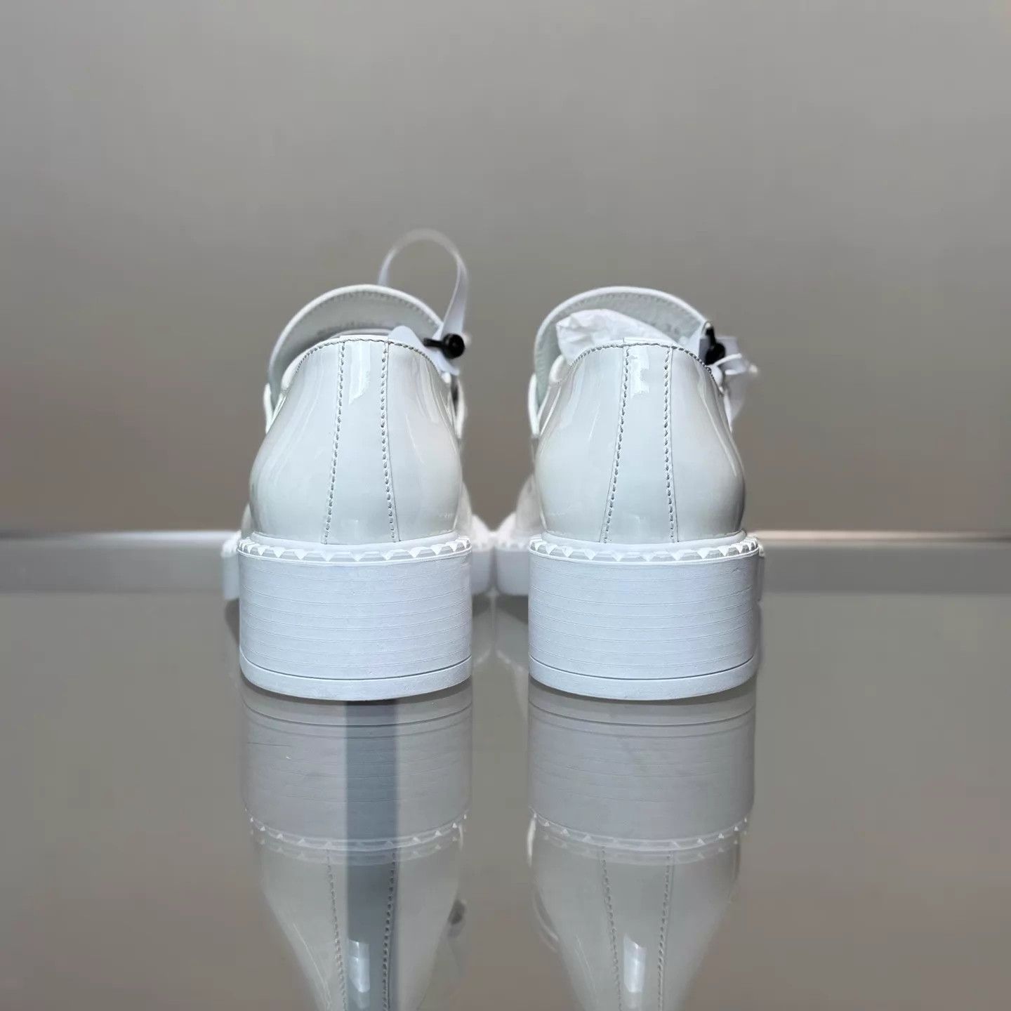 Prada Prada Chocolate White Patent Leather Loafer 38 New Size US 7.5 / IT 37.5 - 4 Thumbnail