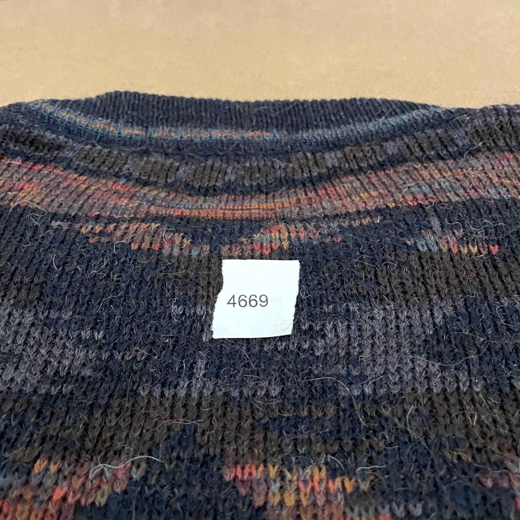 Marks & Spencer VINTAGE St Michael from Marks & Spencer Sweater Mens Large Navy Multi Knit Crew Neck 90s M&S UK Makers" Size US L / EU 52-54 / 3 - 8 Thumbnail