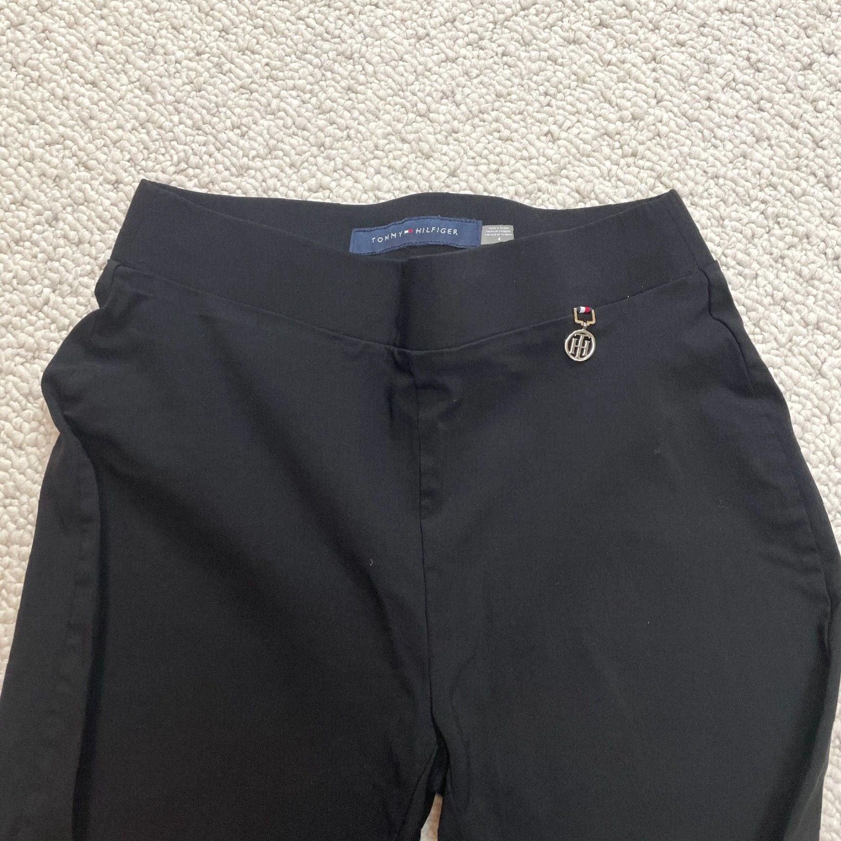 Tommy Hilfiger Tommy Hilfiger Pants Womens 4 Black Solid Stretch Logo Chain Slacks 26x27.5 Size 26" / US 2 / IT 38 - 5 Thumbnail