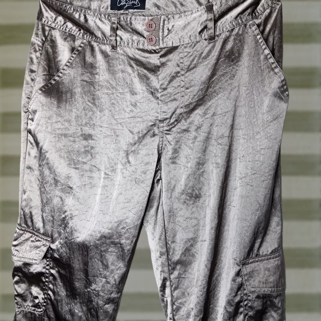 Vintage Y2K City Streets Pants Women Silver Nylon Cargo Shimmery Vintage - 7 Size Size 28" / US 6 / IT 42 - 1 Thumbnail