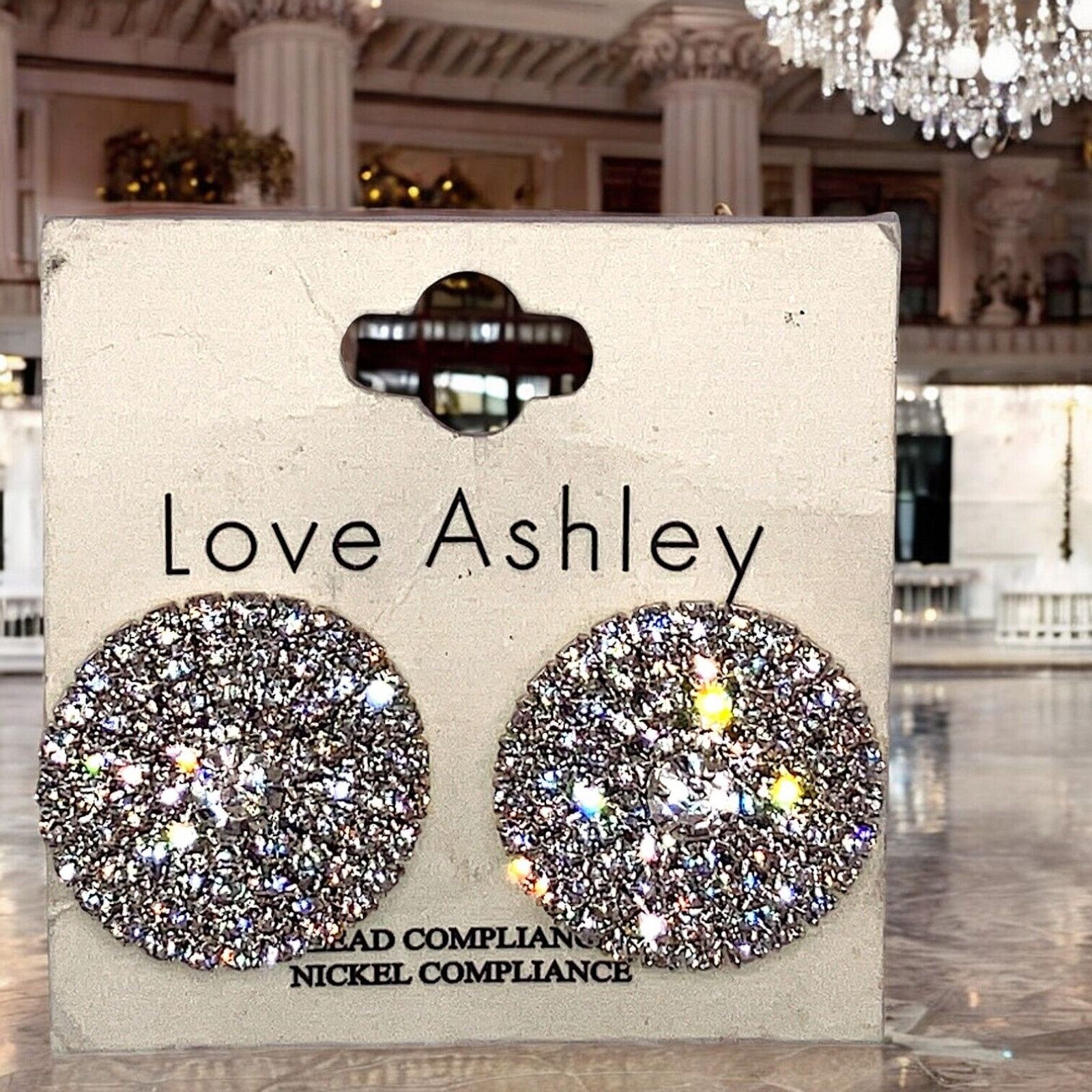Other New With Tags! Love Ashley Rhinestone Formal 1" Earrings! Size ONE SIZE - 1 Thumbnail