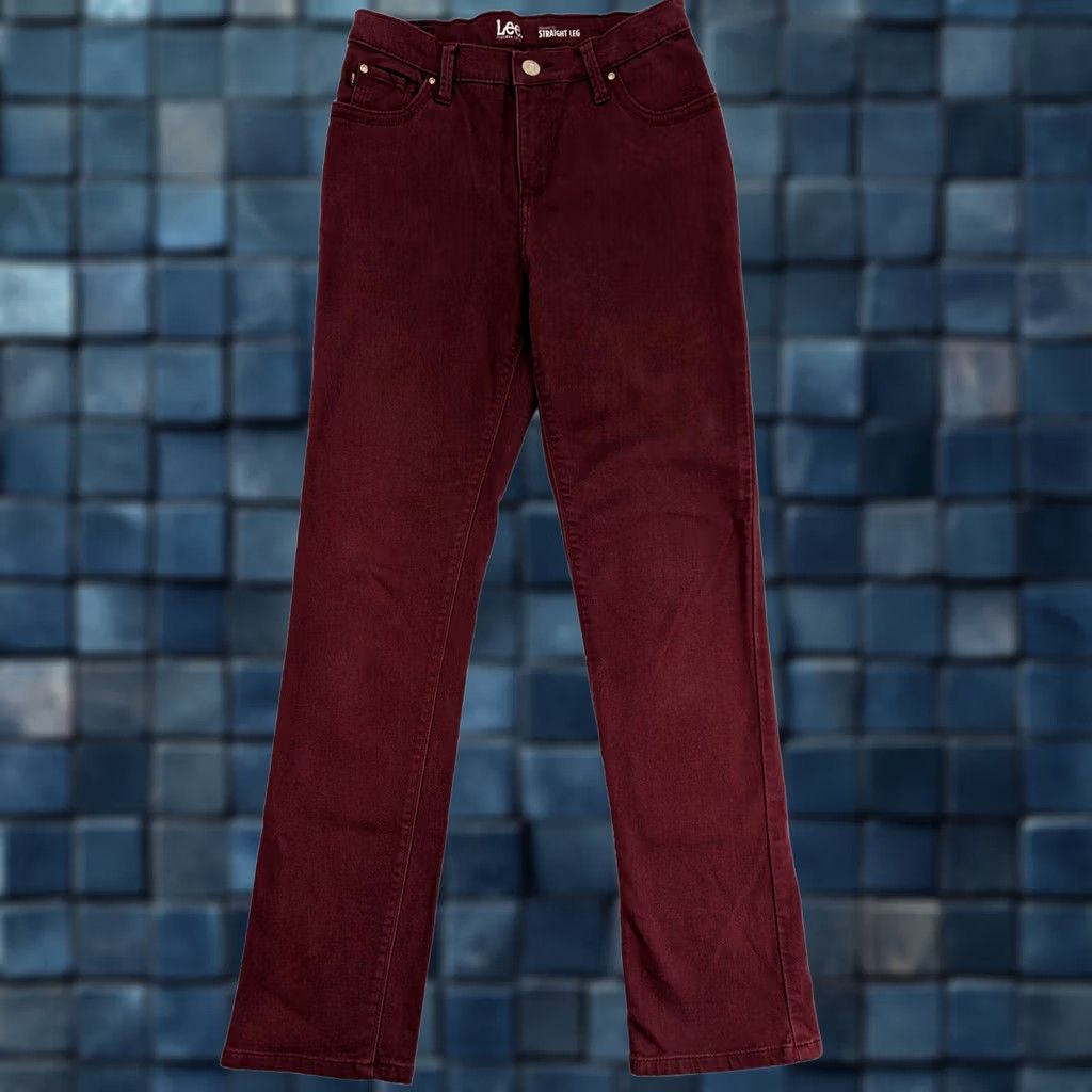 Lee Lee Platinum Label Jeans Straight Leg Red 26x29 Classic Fit Womens Petites 4 Stretch Denim Cotton Medium 5-Pocket Pockets Zipper Button Vintage No N/A Size 27" / US 4 / IT 40 - 1 Thumbnail