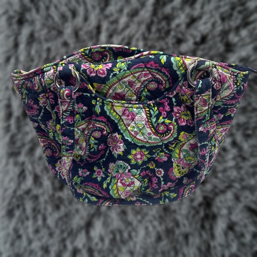 Vera Bradley Vera Bradley Shoulder Bag Womens Navy Paisley Floral Quilted Cotton Handbag Size ONE SIZE - 1 Thumbnail
