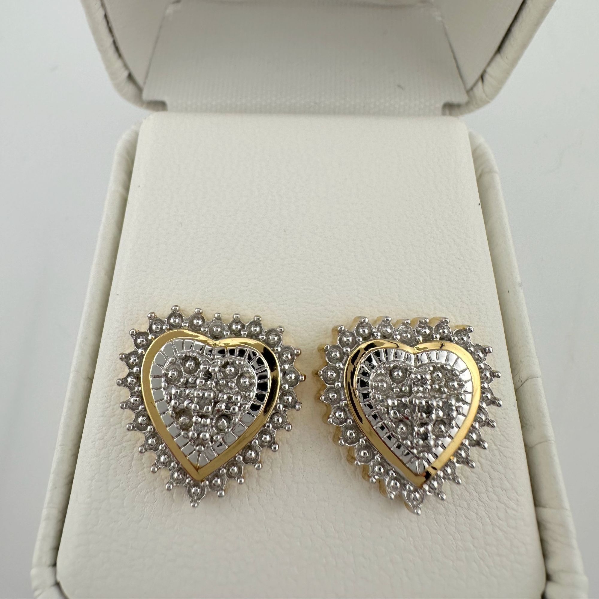 Other Two Tone Diamond Heart Stud Earrings in Sterling with 14 kt Size ONE SIZE - 12 Thumbnail