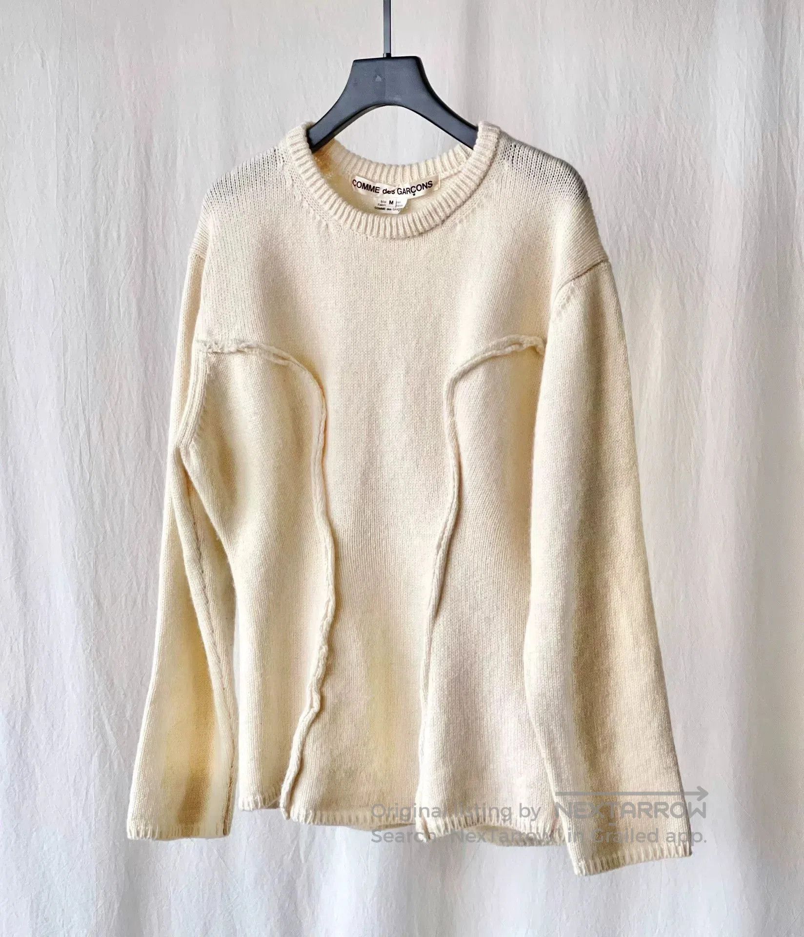 CDG by Comme des Garcons Cream Oversized Wool Sweater. Size M / US 6-8 / IT 42-44 - 5 Thumbnail