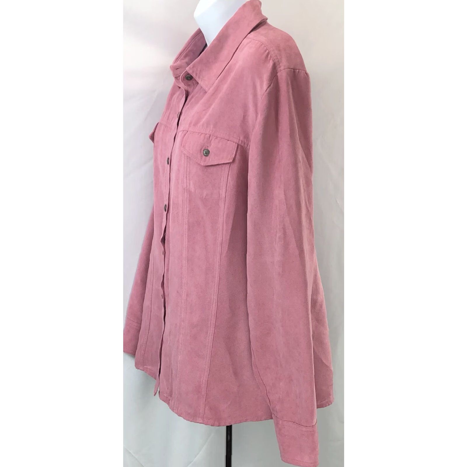 Croft & Barrow Croft Barrow Shacket Top XL Pink Button-Up Pockets Croft Barrow Micro Suede Shacket Top XL Pink Button Up Pockets Western Cottage Size XL / US 12-14 / IT 48-50 - 2 Thumbnail