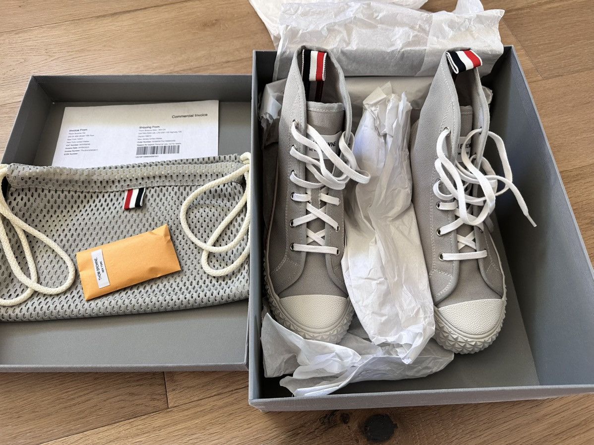 Thom Browne New Thom Browne Grey Collegiate High Top Trainer - size 6 Size US 6 / EU 39 - 1 Thumbnail