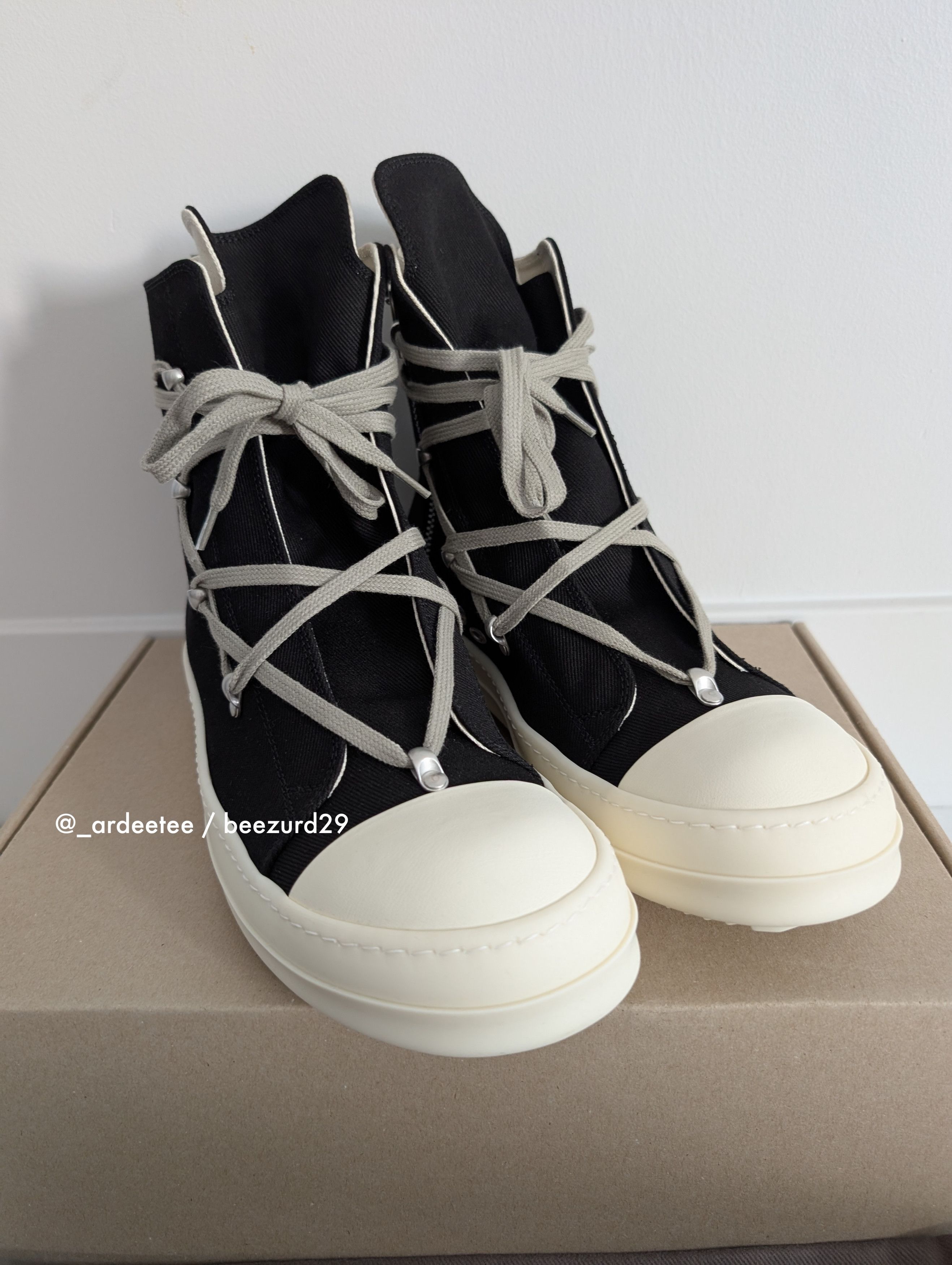 Rick Owens Drkshdw *NEW* HEXA CANVAS RAMONES HIGH FW24 Size US 9 / EU 42 - 2 Thumbnail