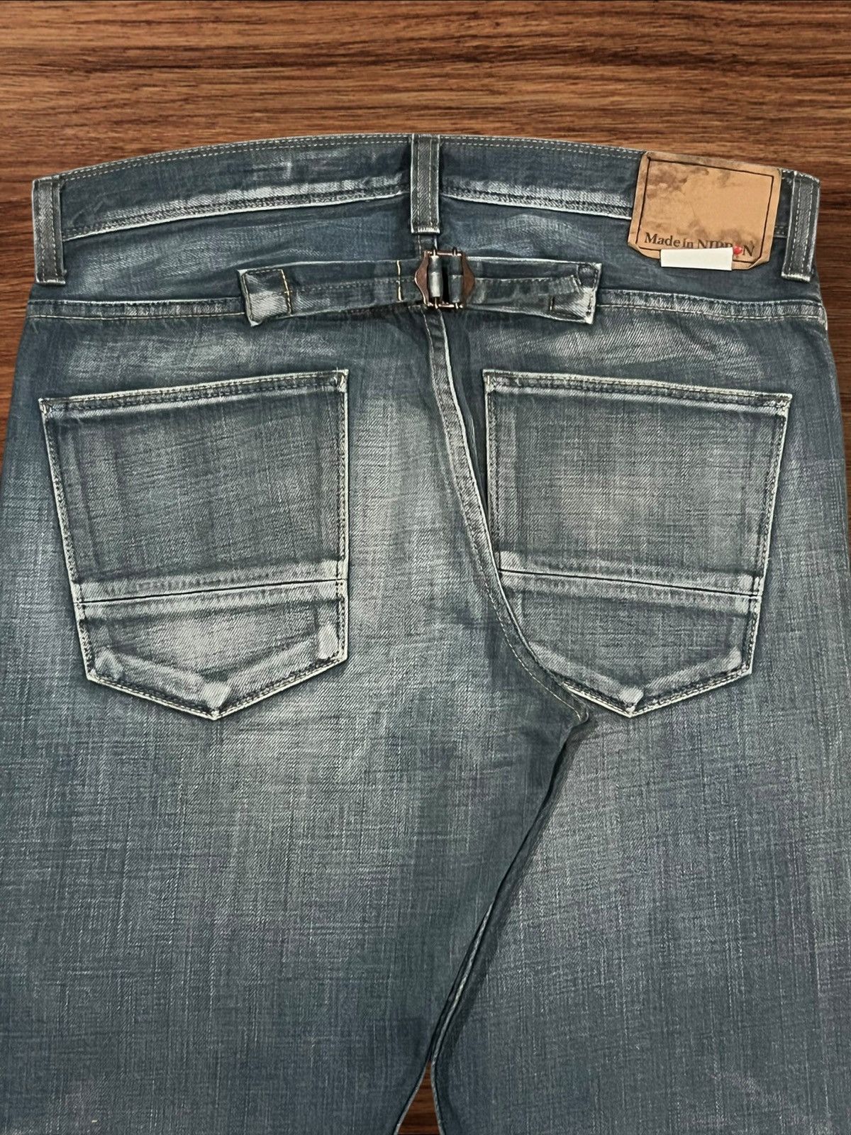 Japanese Brand × Tornado Mart Vintage Japanese Back Number Buckle Back Blue Faded Jeans Size US 33 - 8 Thumbnail