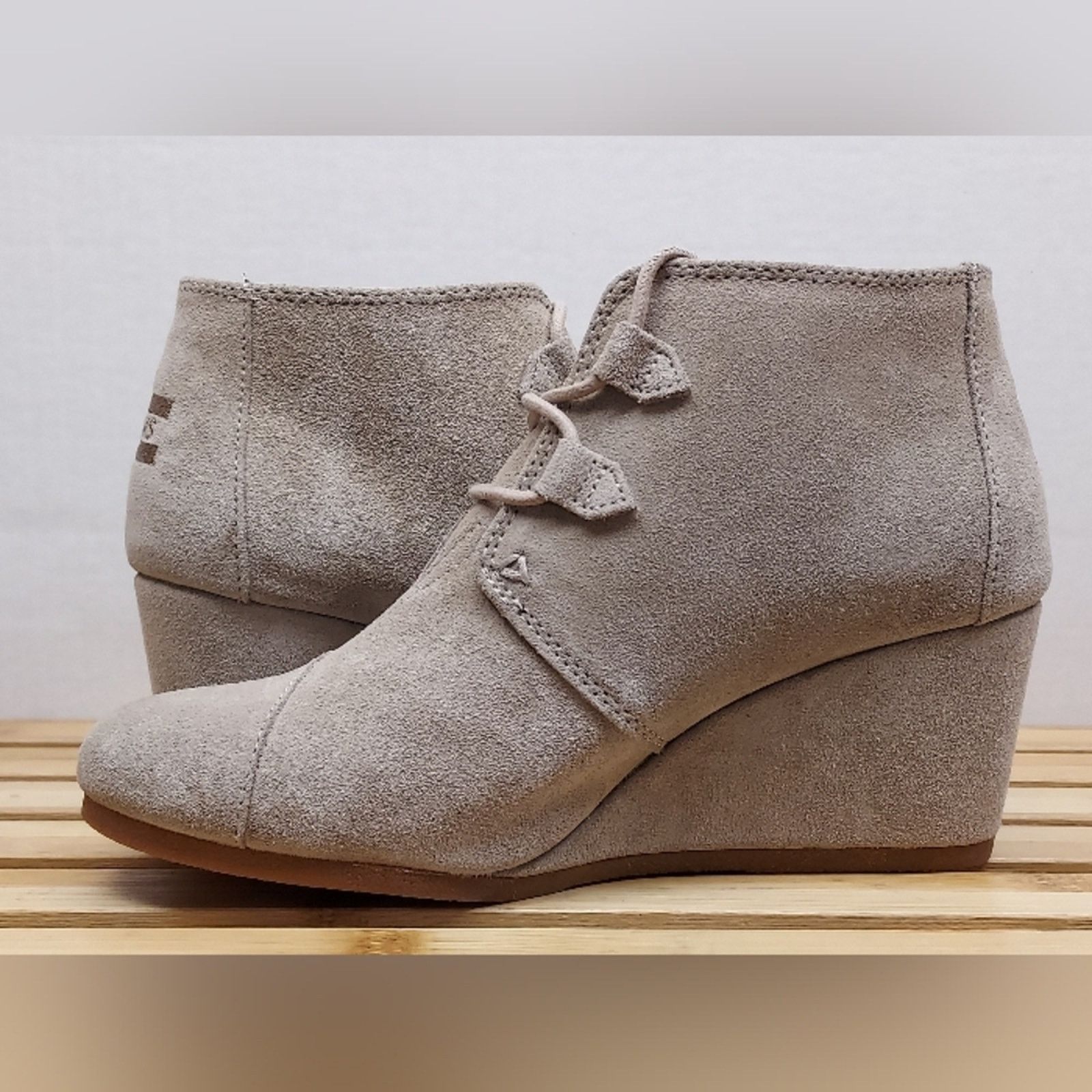 Toms TOMS Womens Beige Kala Wedge Ankle Booties Size 10 Size US 10 / IT 40 - 8 Thumbnail