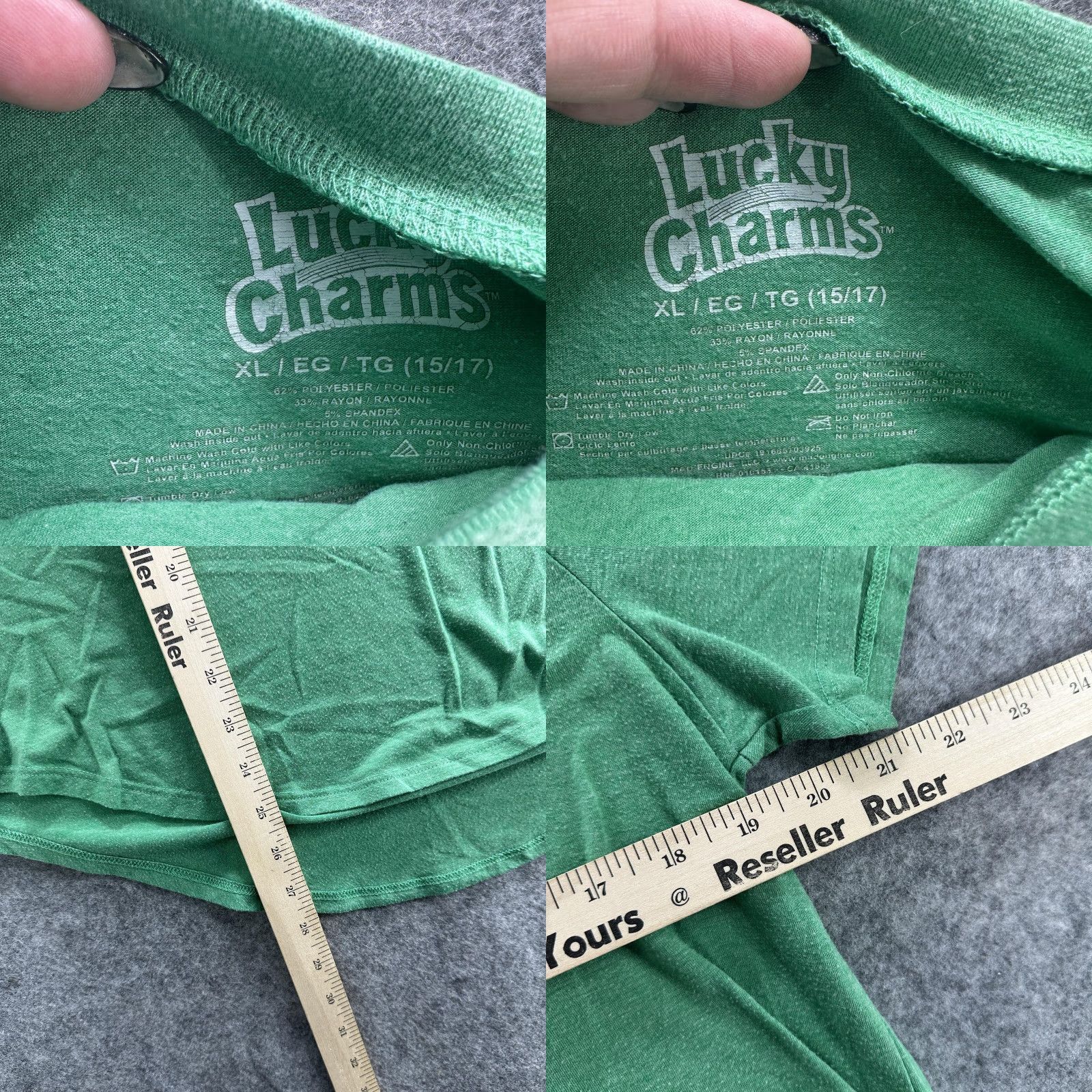 Rainbow Lucky Charms Shirt Mens XL Green Cereal Graphic Tee Crewneck Rainbow Cartoon Tee Shirts Size US XL / EU 56 / 4 - 8 Thumbnail