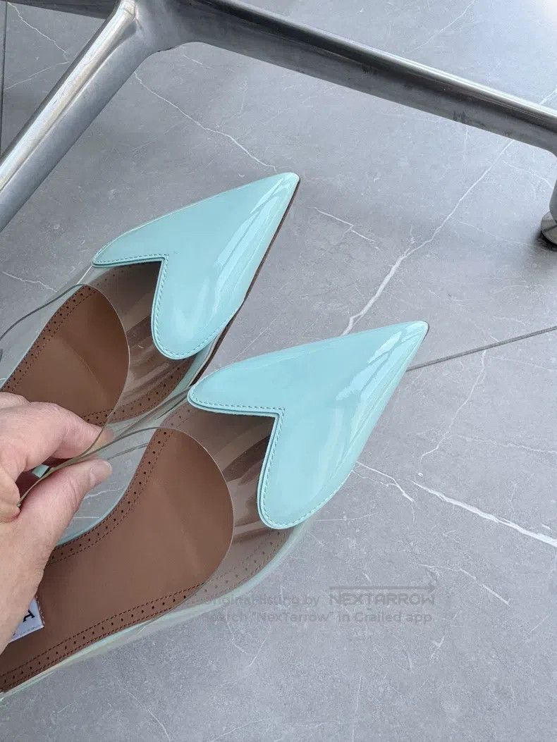 Alaia Alaia Heart-Shaped Flat Shoes, Mint Green, Transparent PVC Size US 6.5 / IT 36.5 - 5 Thumbnail