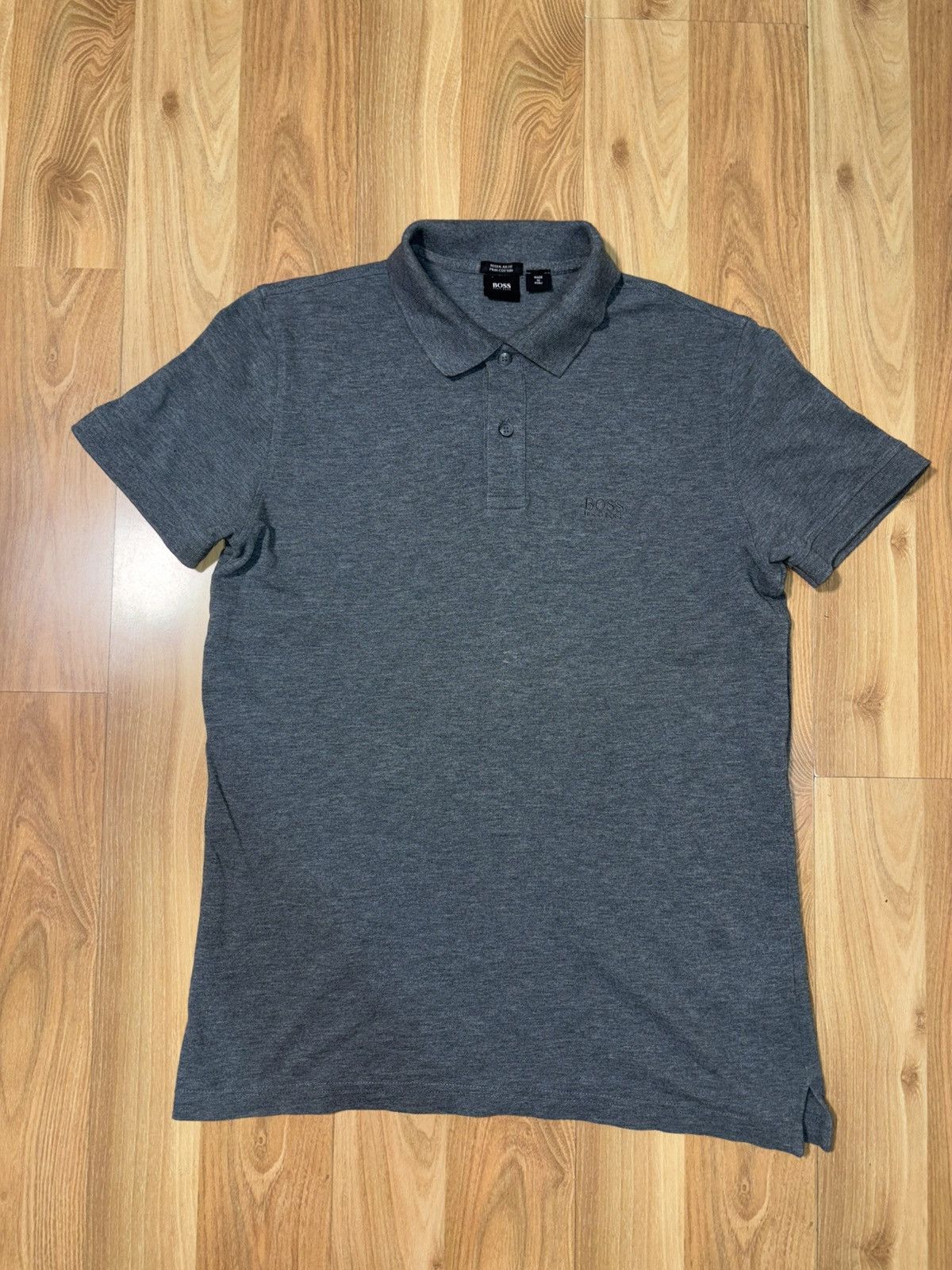 Hugo Boss HUGO BOSS Pima Cotton Polo Shirt Gray Regular Fit Size M Size US M / EU 48-50 / 2 - 1 Thumbnail