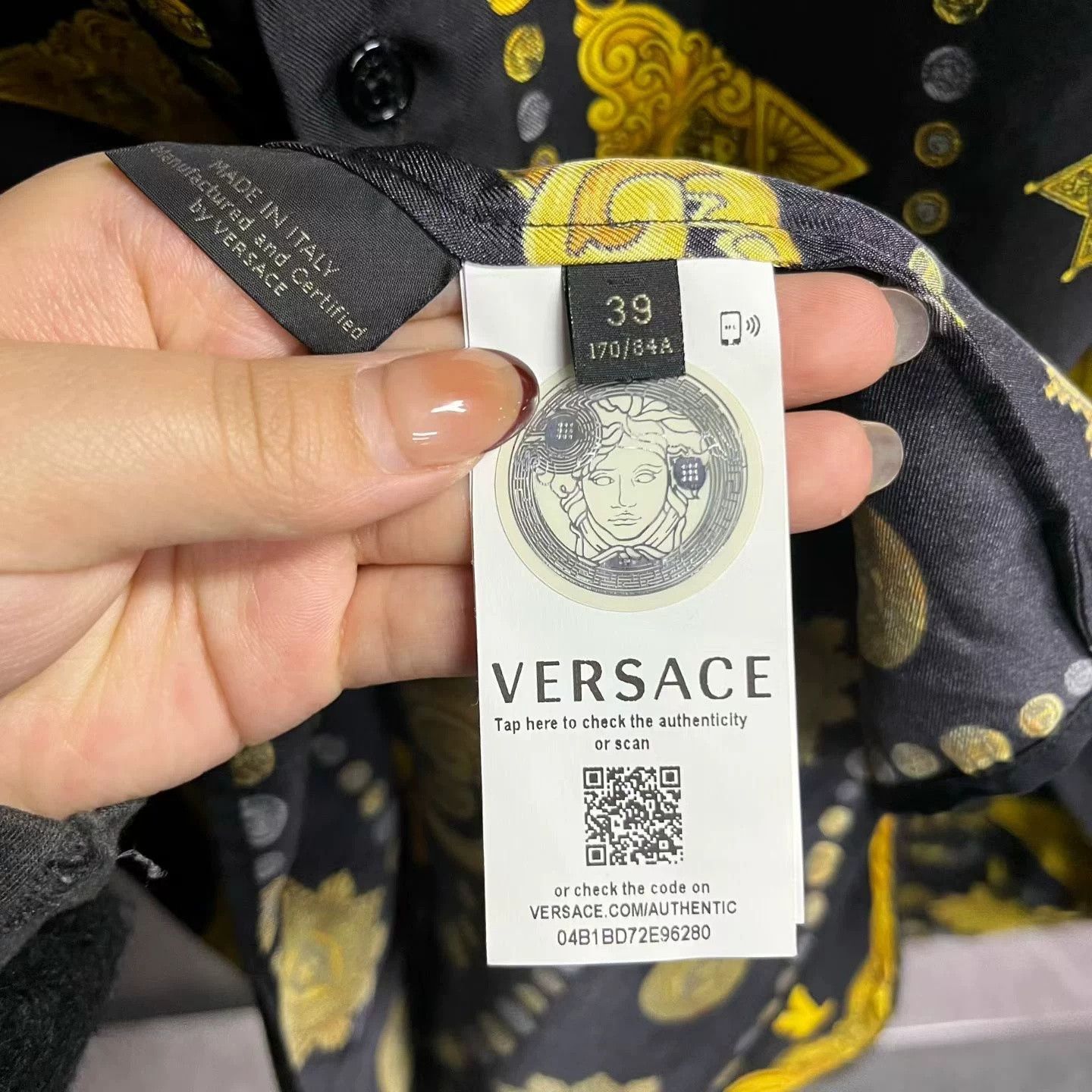 Versace Versace Black Pattern Print Lapel Shirt Size US XXS / EU 40 - 3 Thumbnail