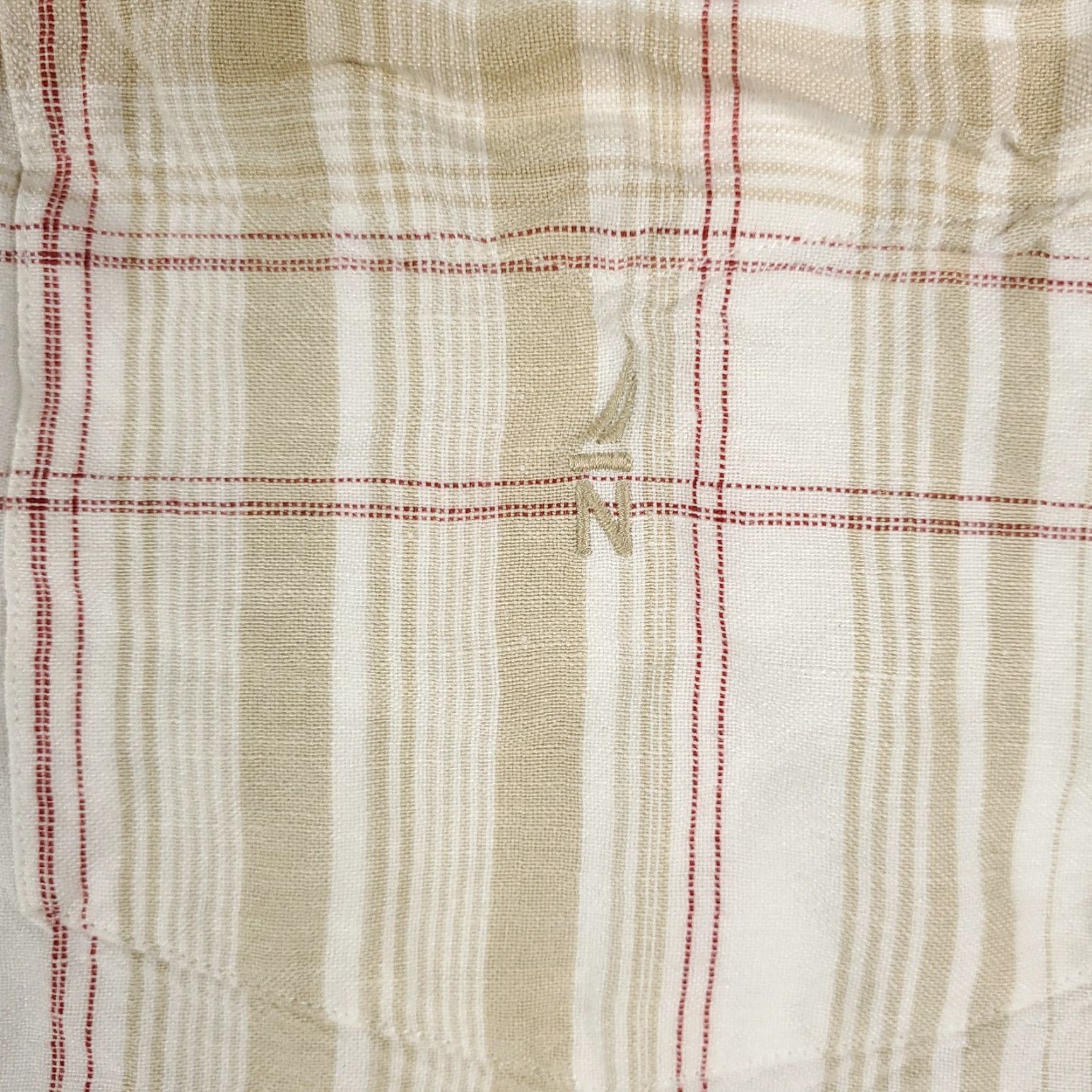 Nautica Nautica Shirt Mens Size Medium Beige Plaid Button-Up Short Sleeve Casual Business Formal Preppy American Mens M Beige Size US M / EU 48-50 / 2 - 2 Thumbnail