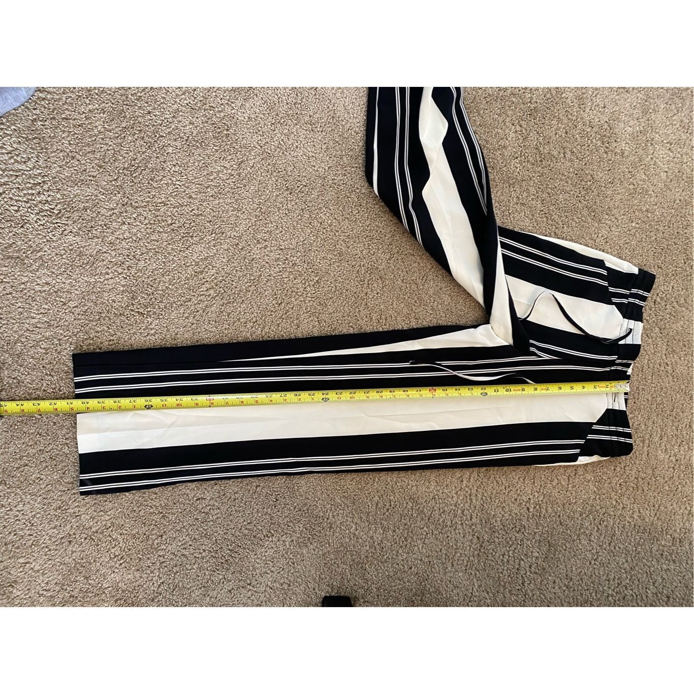 I.N.C INC NWT Black Striped Drawstring Black/White Wide Leg Pants, Size 27" / US 4 / IT 40 - 3 Thumbnail