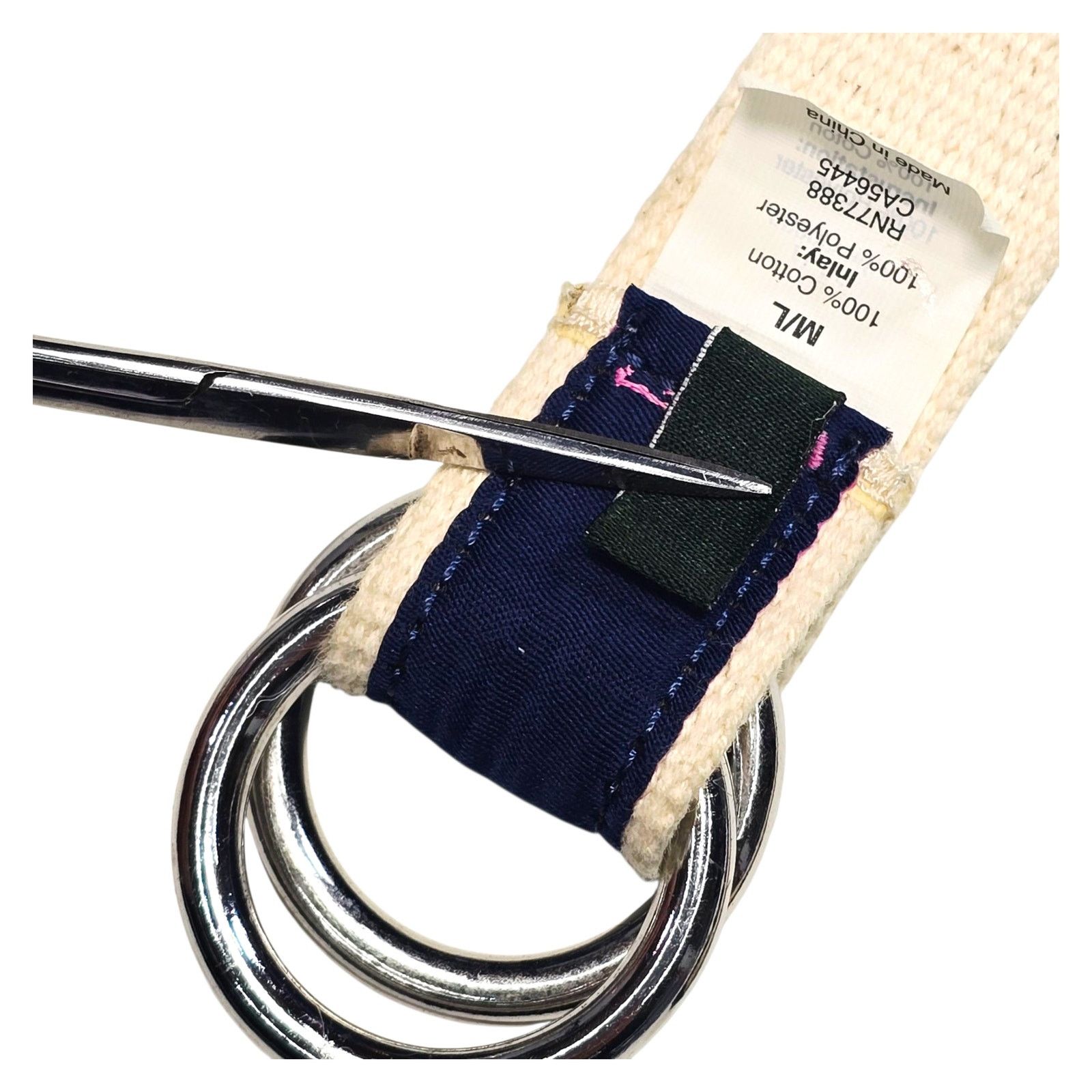 J.Crew J.Crew Double D Ring Navy Cream Pink Flamingo Belt M/L Mens Size ONE SIZE - 3 Thumbnail