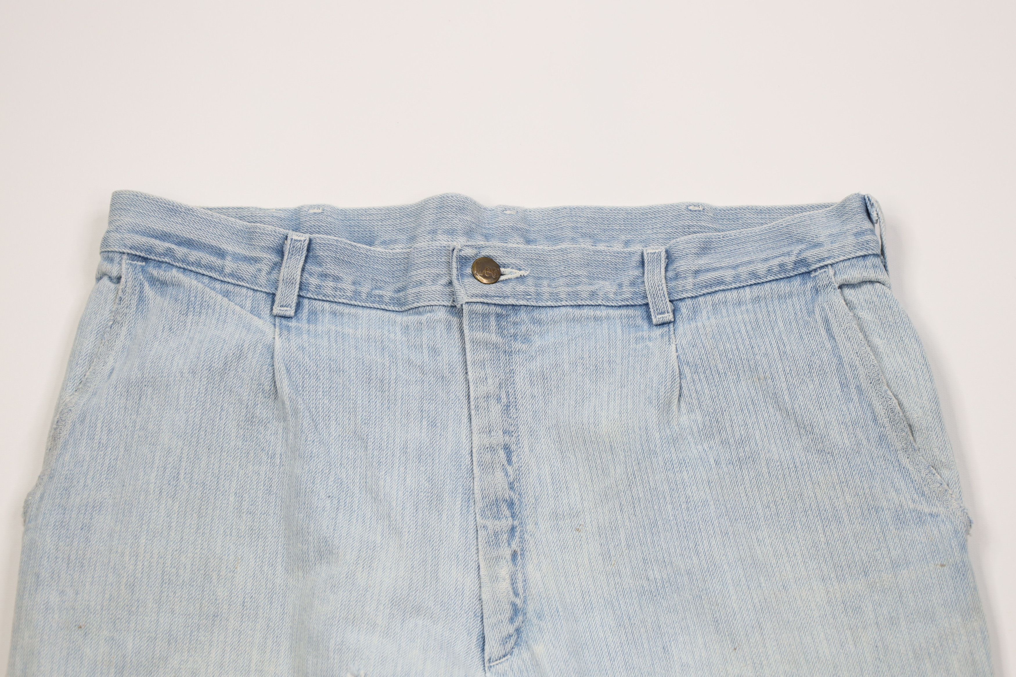 Lee Vintage 90s Lee Striped Wide Leg Denim Jeans Blue USA Size US 36 / EU 52 - 2 Thumbnail