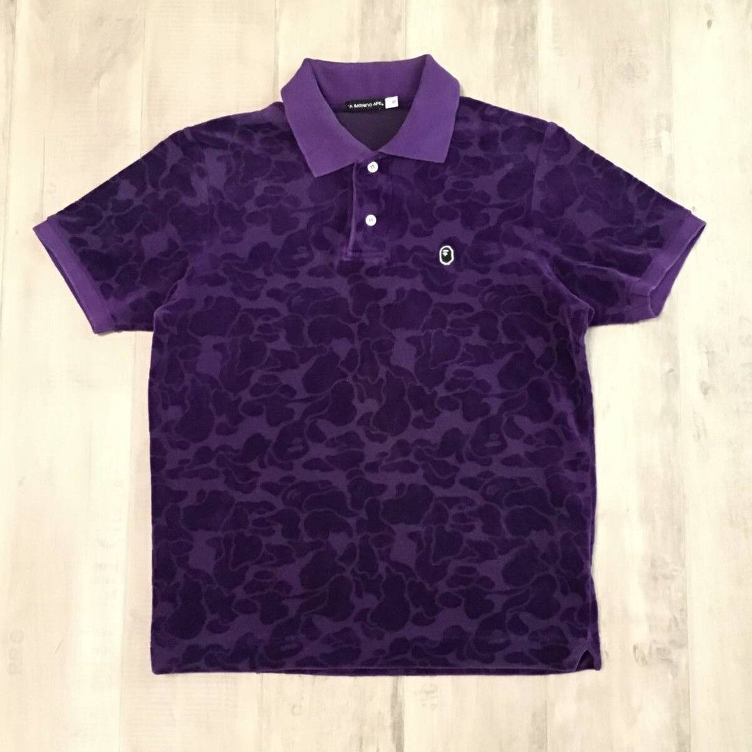 Bape 🔥Aoyama limited🔥 BAPE CAMO Velour Polo Shirt a bathing ape Size US S / EU 44-46 / 1 - 1 Thumbnail
