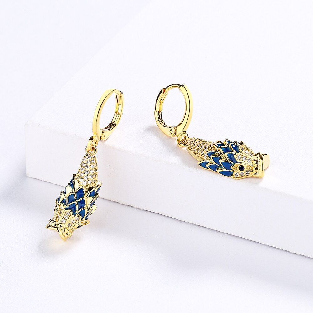 Jewelry Unique Golden Flower Enamel Earrings Size ONE SIZE - 1 Thumbnail