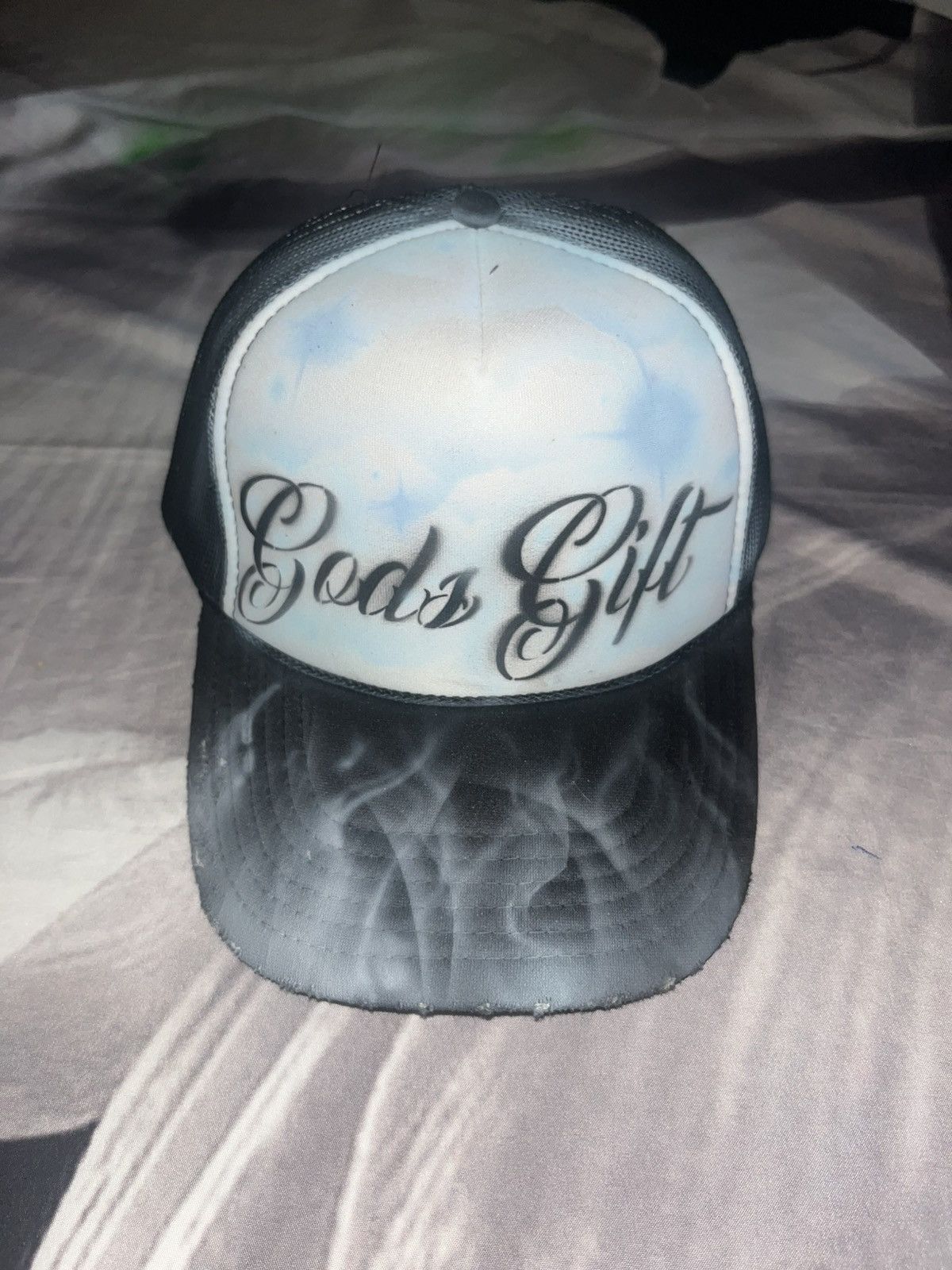 Other GODS GIFT Airbrushed 5 panel SnapBack Trucker Hat handpaintd Size ONE SIZE - 1 Thumbnail