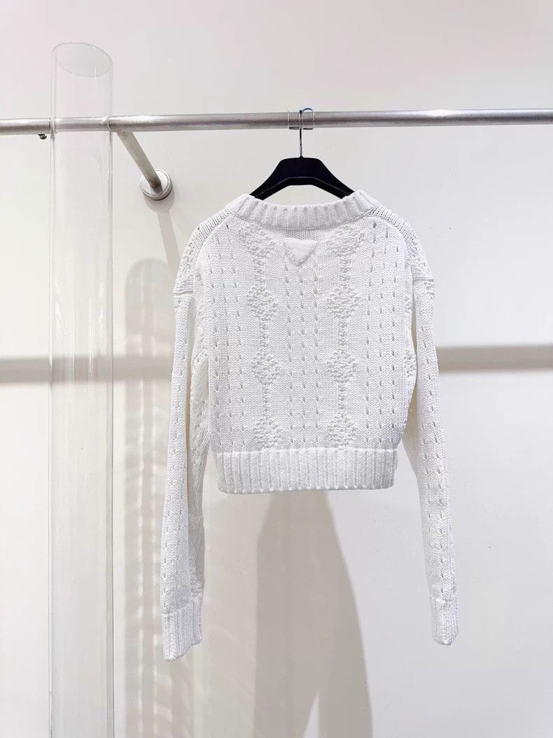 Prada Prada White Knit Sweater-2506 Size M / US 6-8 / IT 42-44 - 3 Thumbnail