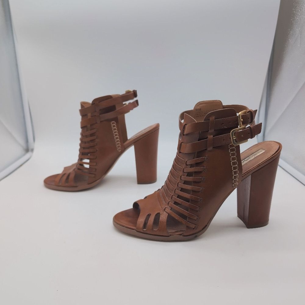 Designer Halogen sz 10 Brown Strappy Heeled Leather Sandals Size US 10 / IT 40 - 4 Thumbnail