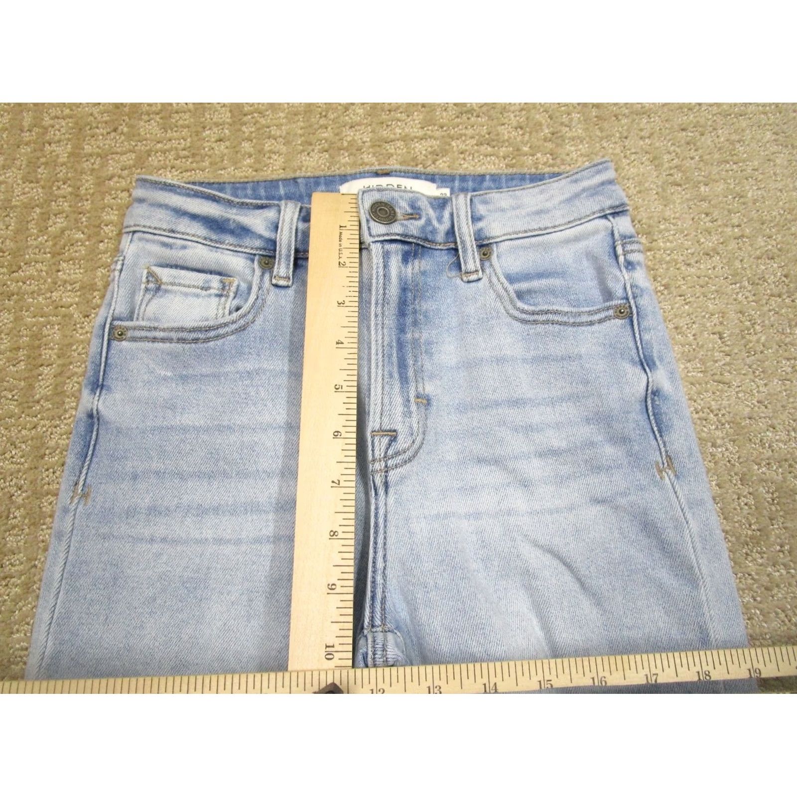 Vintage Hidden Jeans Women Blue High Rise Straight Cropped Distressed 23 Fray Hem Pockets Logo 5-Pocket Denim Lightweight Vintage: No" Size 40" / US 18 - 6 Thumbnail