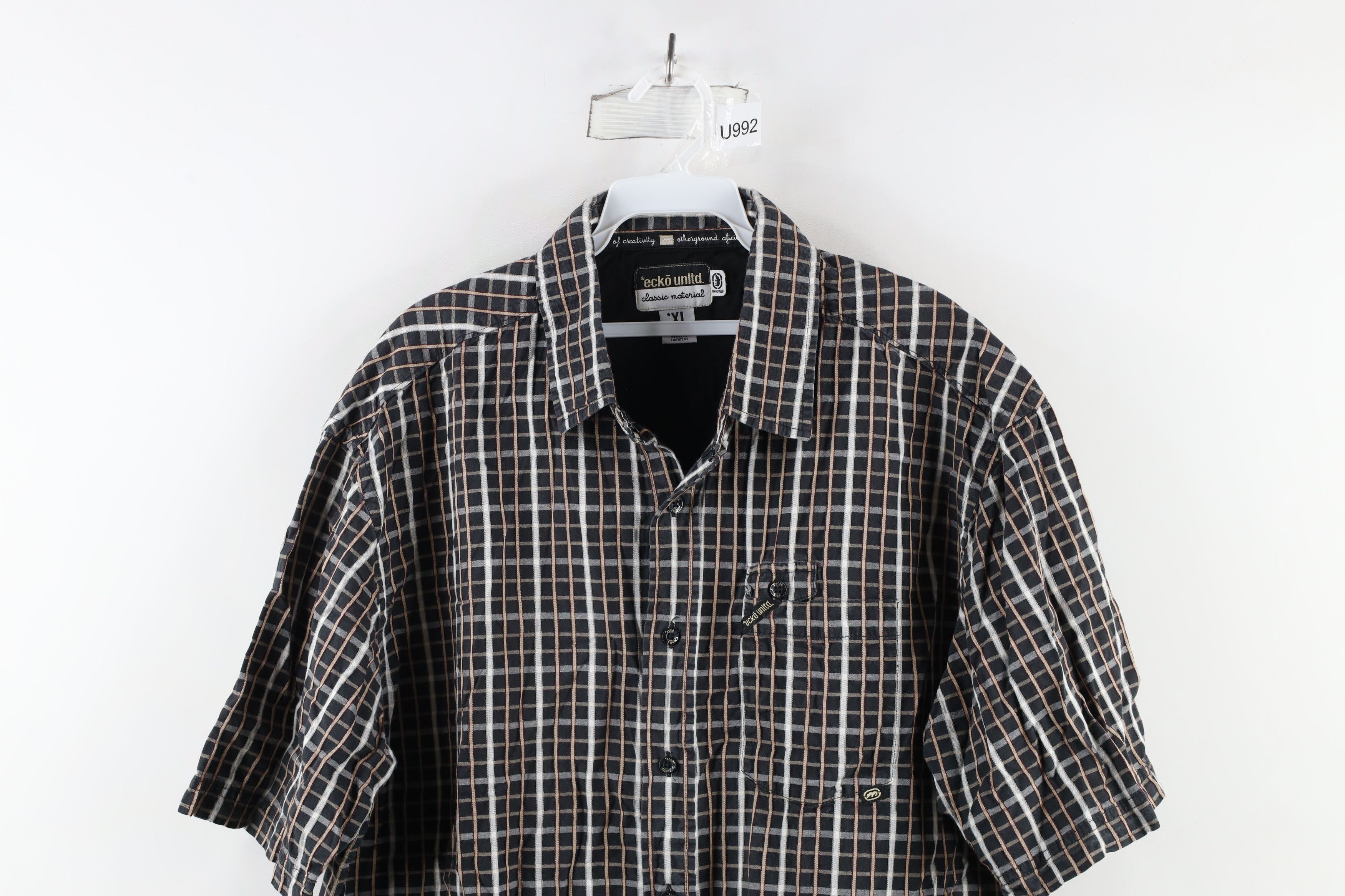 Ecko Unltd. × Vintage Vintage Ecko Fit Short Sleeve Collared Button Shirt Plaid Size US XL / EU 56 / 4 - 2 Thumbnail