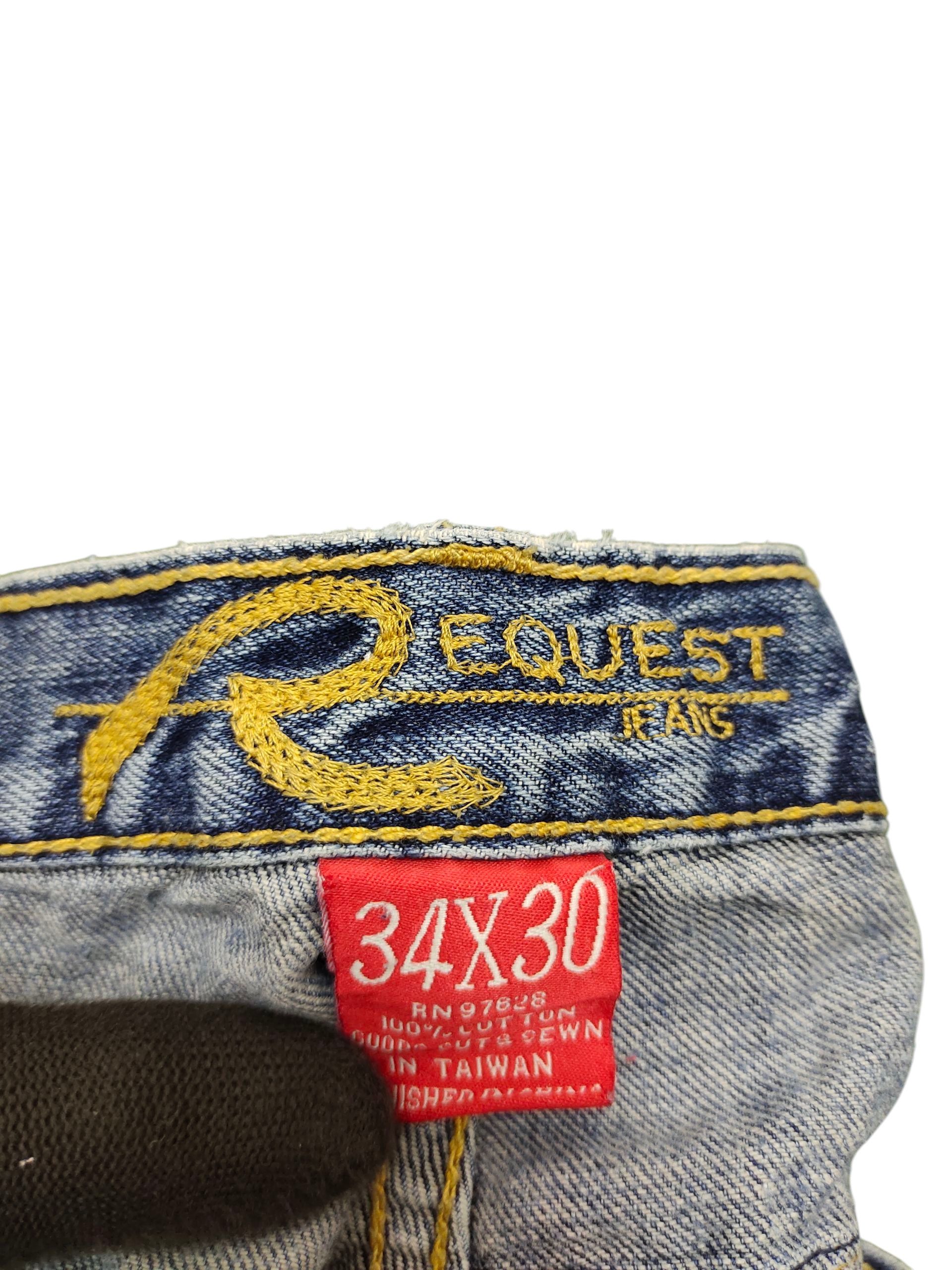 Artful Dodger Vintage Request Embroidered Distress Loose Denim Jeans Size US 34 / EU 50 - 11 Thumbnail