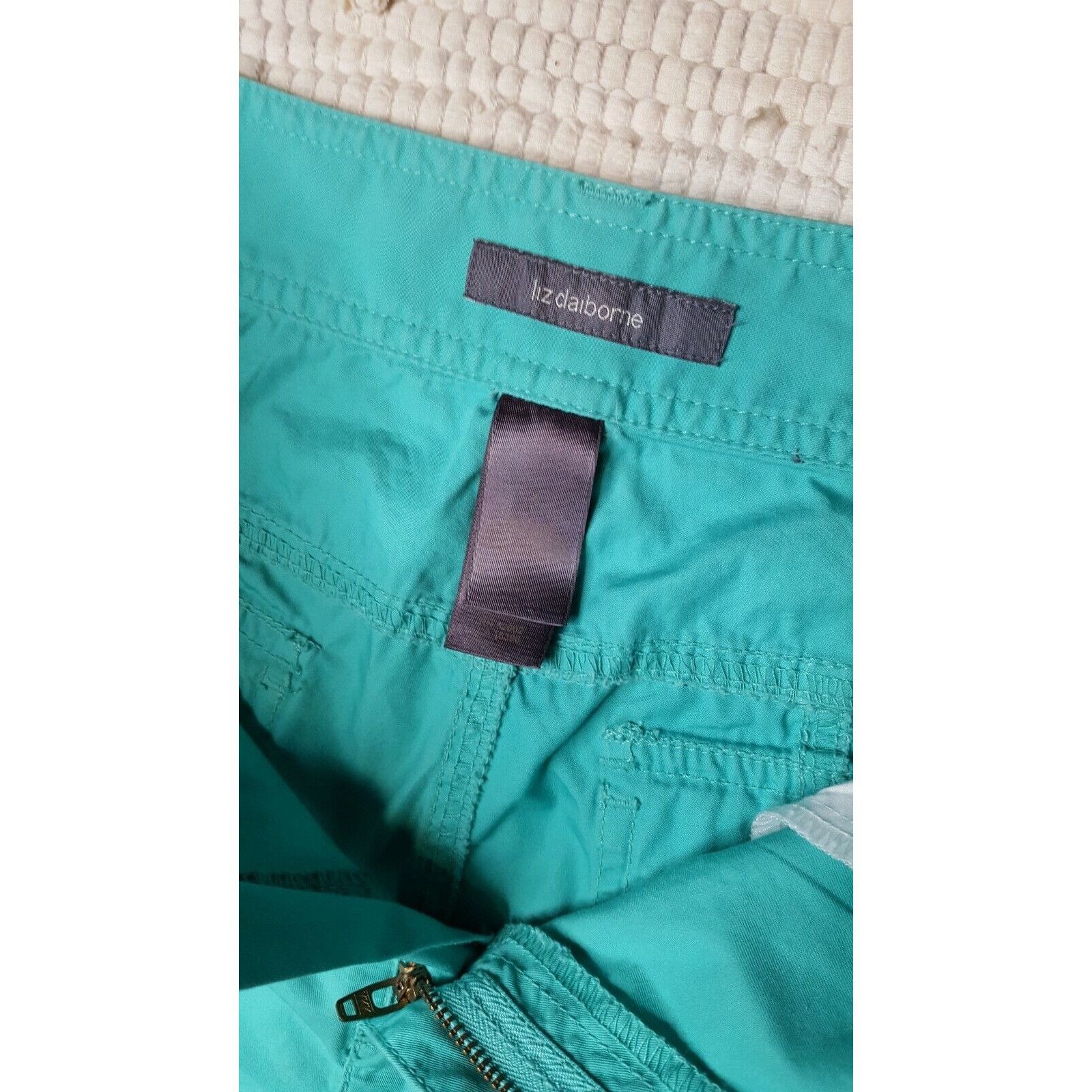 Liz Claiborne Liz Claiborne Womens Teal Green Cotton Capris - Size 4 Size 27" / US 4 / IT 40 - 7 Thumbnail