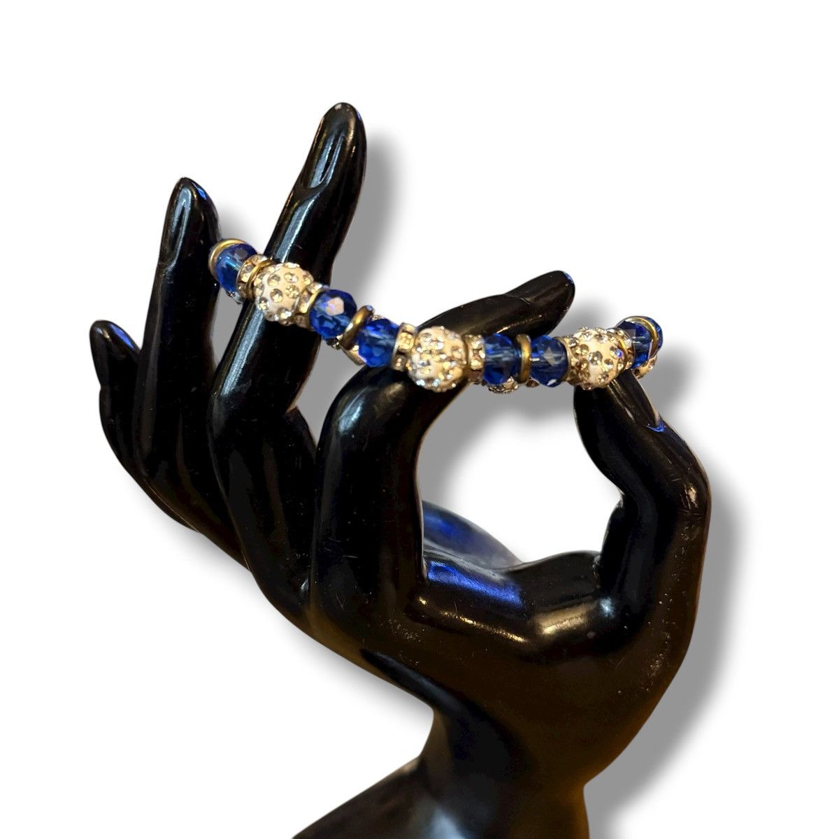 Other Dark blue and white glass bead stretch bracelet Size ONE SIZE - 2 Thumbnail