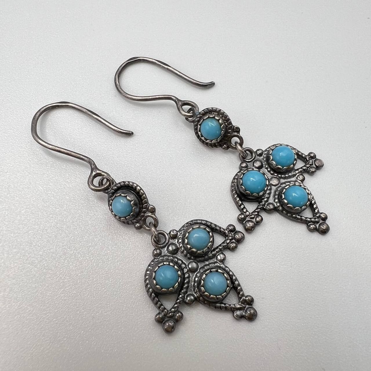 Vintage 70's Vintage USSR Niello Silver 875 Ethno Earrings Signed 5g Size ONE SIZE - 4 Thumbnail