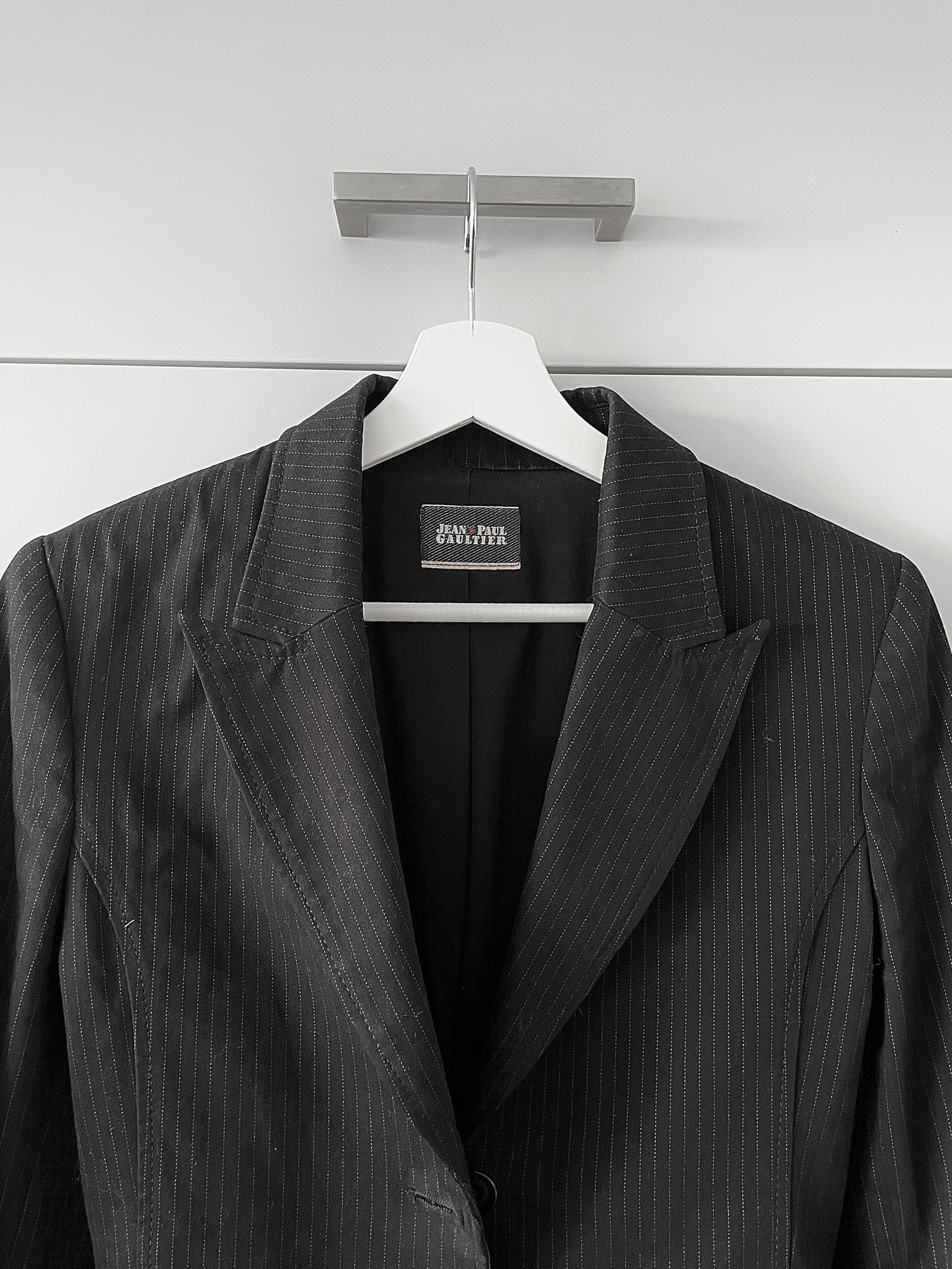 Jean Paul Gaultier Jean Paul Gaultier Black Pinstripe Tailored Blazer - 1990s Size S / US 4 / IT 40 - 3 Thumbnail