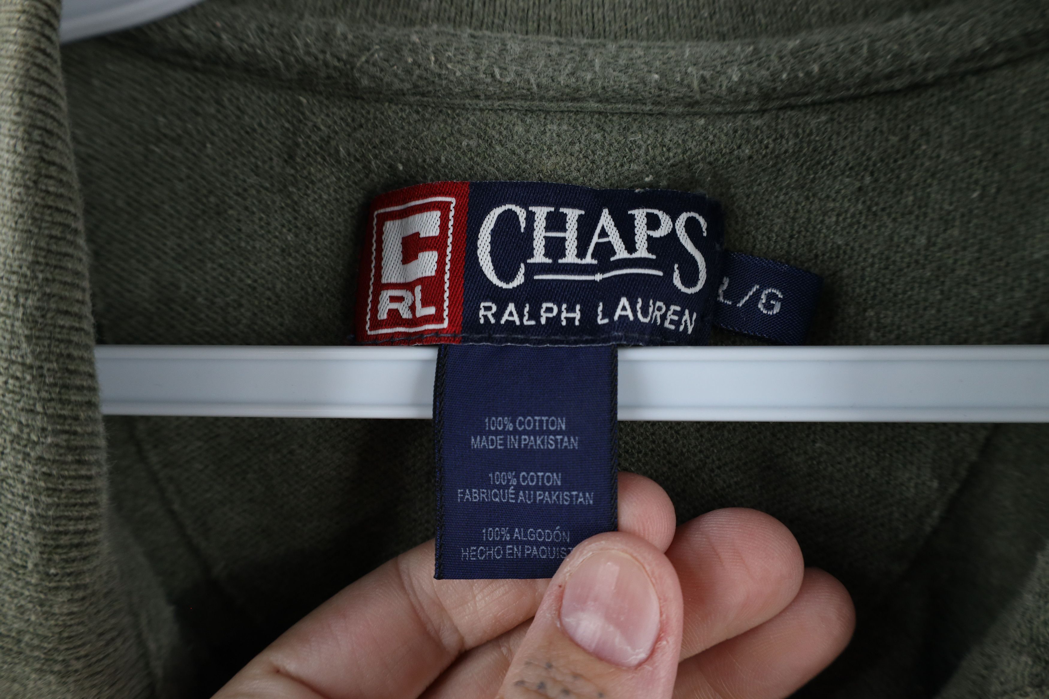 Ralph Lauren × Vintage Vintage 90s Chaps Ralph Lauren Monogram Polo Shirt Green Size US L / EU 52-54 / 3 - 5 Thumbnail