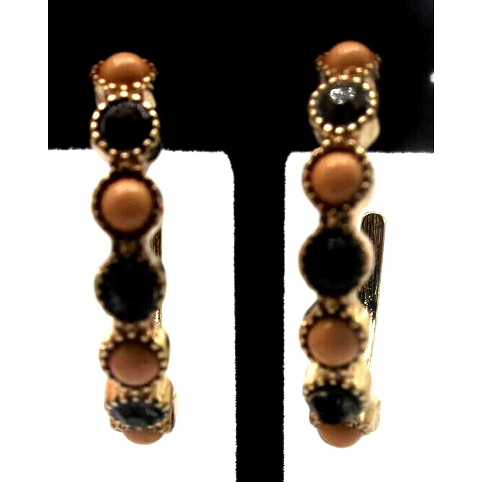 Other Smokey Rhinestone Soft Peach Cabochon Huggie Earrings Size ONE SIZE - 2 Thumbnail