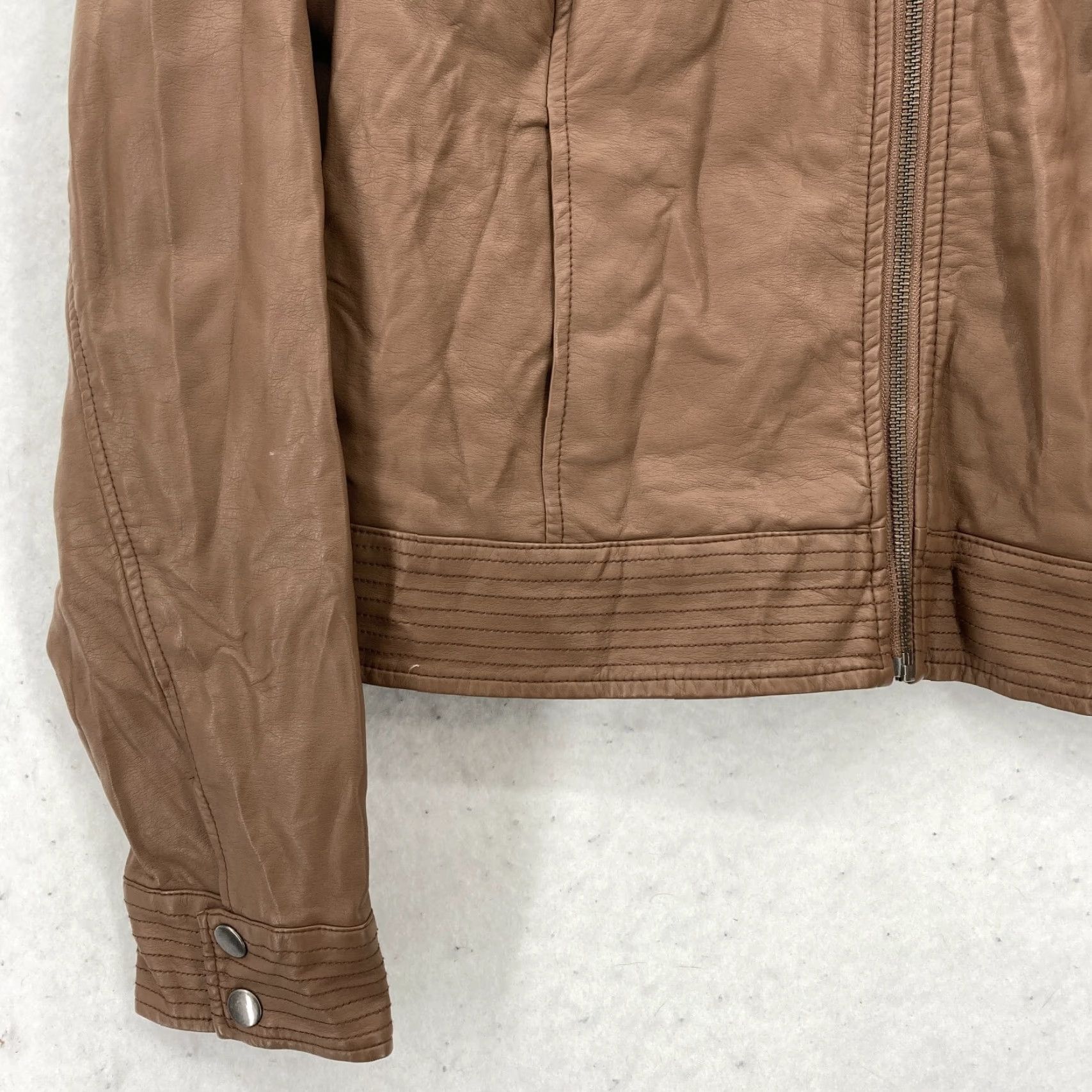 Apt. 9 Apt. 9 Faux Leather Motto Jacket Women's L Brown Bomber Full Zip Biker NWT Size L / US 10 / IT 46 - 3 Thumbnail
