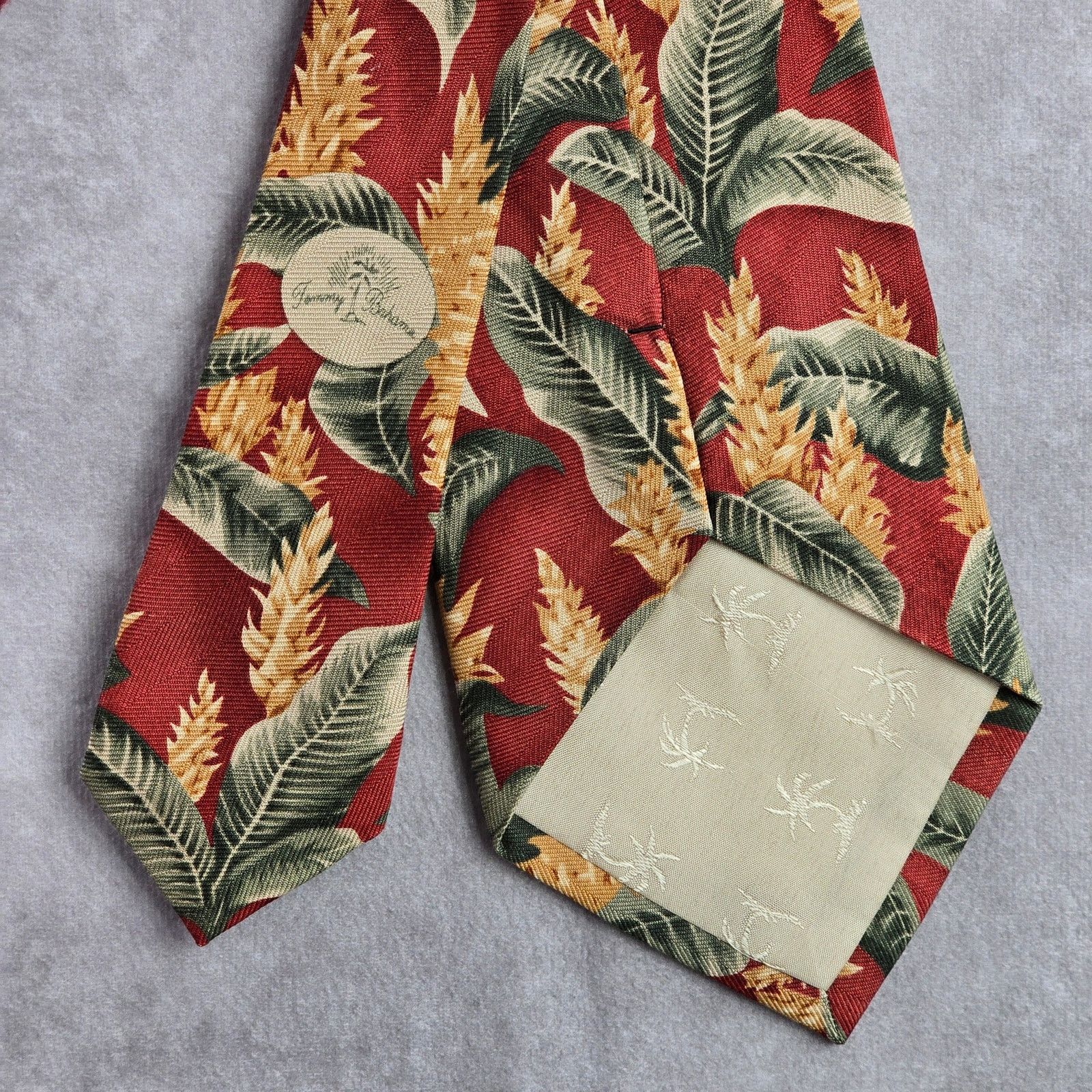 Tommy Bahama Tommy Bahamas Brown Tropical Leaf 100% Silk Men's Neck Tie Size 30 - 6 Thumbnail