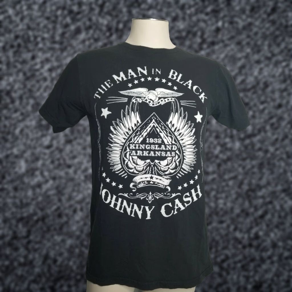 Vintage VINTAGE Johnny Cash Man in Black Distressed Graphic T-Shirt Mens M Black Short Sleeve Graphic Tee Johnny Cash Zion Soldier 90s Theme Mens Size US M / EU 48-50 / 2 - 1 Thumbnail
