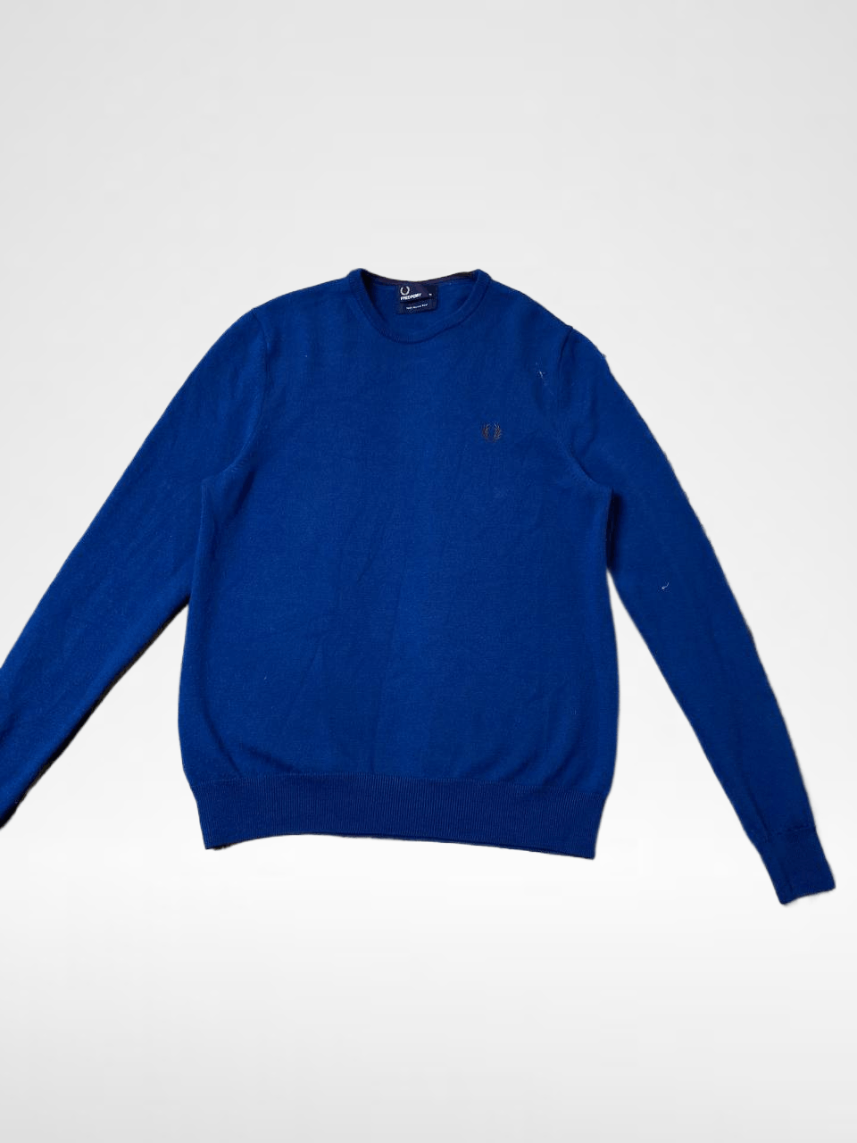 Blue Long Sleeve Merino Wool Logo Fred Perry Y2K