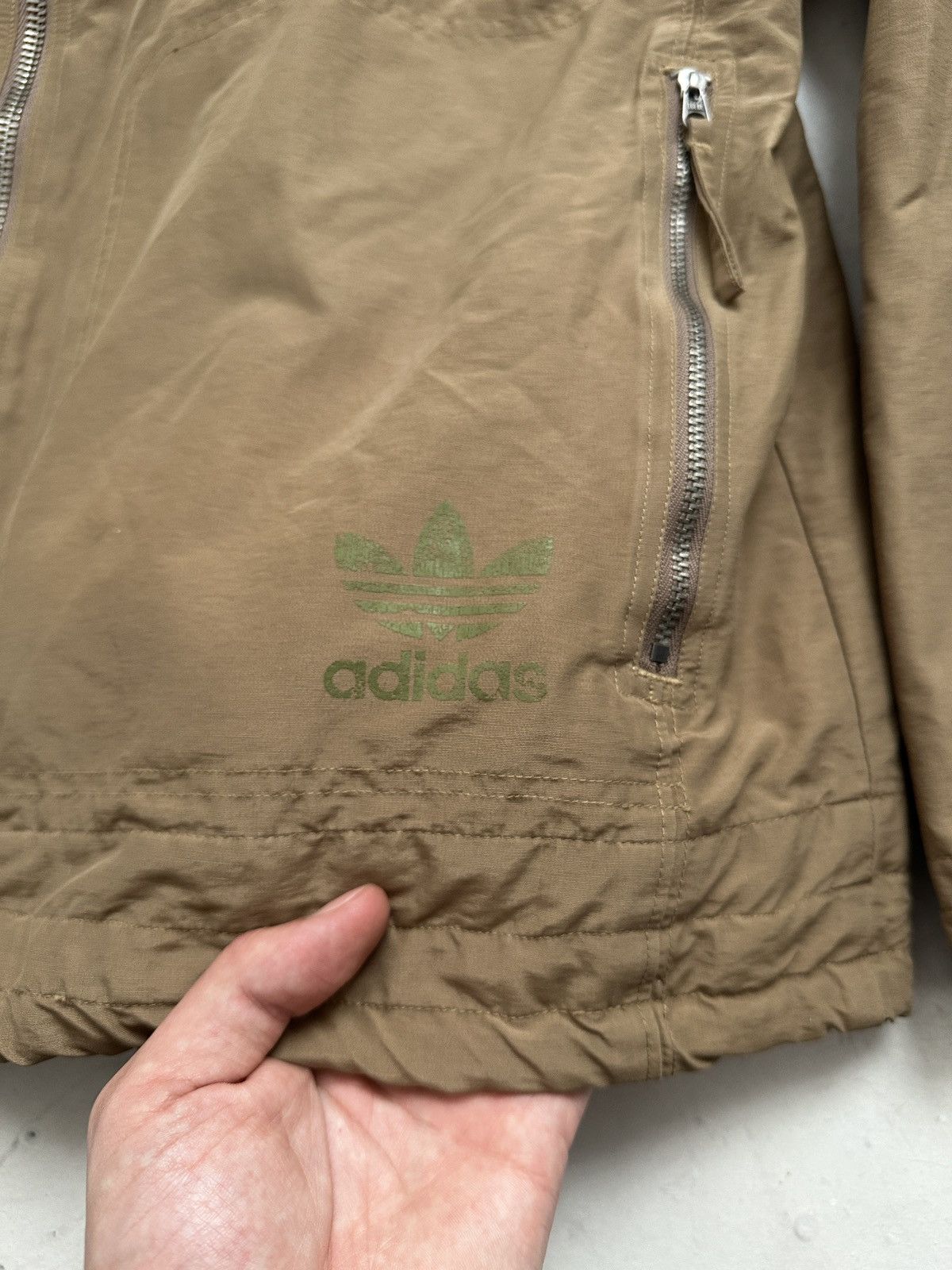 Adidas × Vintage 90s Vintage Adidas brown and khaki windbreaker light jacket Size US M / EU 48-50 / 2 - 4 Thumbnail