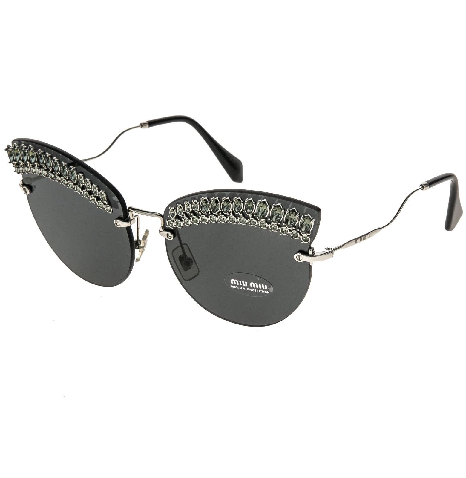 Miu Miu MIU MIU MU58TS 58T SCENIQUE CRYSTAL Jewel Silver Sunglass Size ONE SIZE - 8 Thumbnail