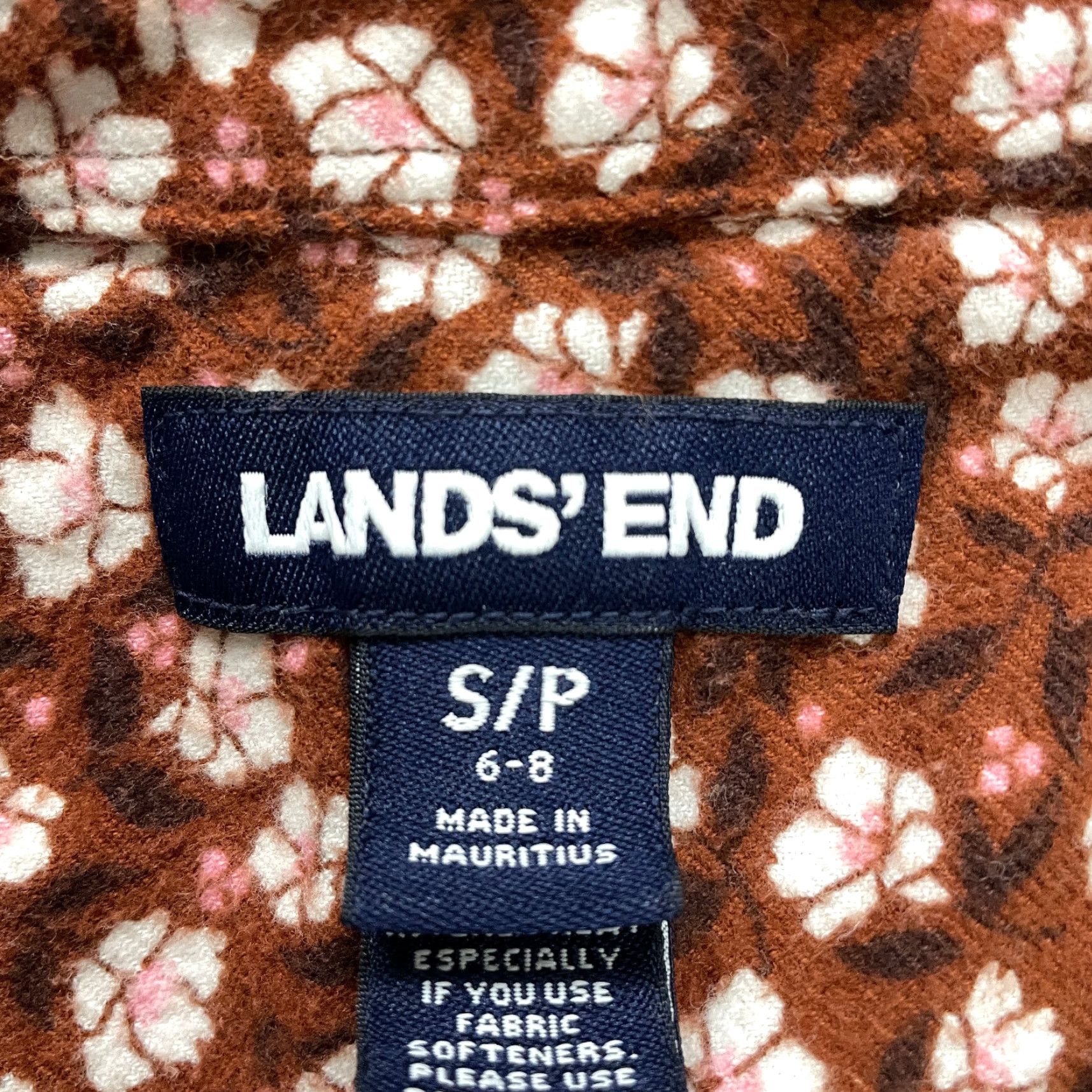 Lands' End VINTAGE Lands' End Women's Button-Up Shirt Casual Long Sleeve Cotton Knit Brown Floral Small S Size S / US 4 / IT 40 - 3 Thumbnail