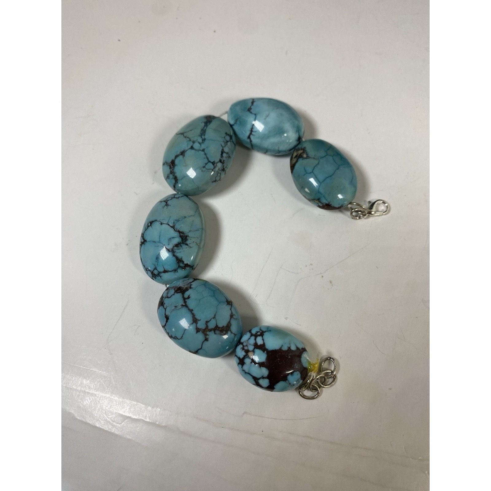 Other Natural Turquoise Oval Nugget Bead Bracelet Size ONE SIZE - 1 Thumbnail