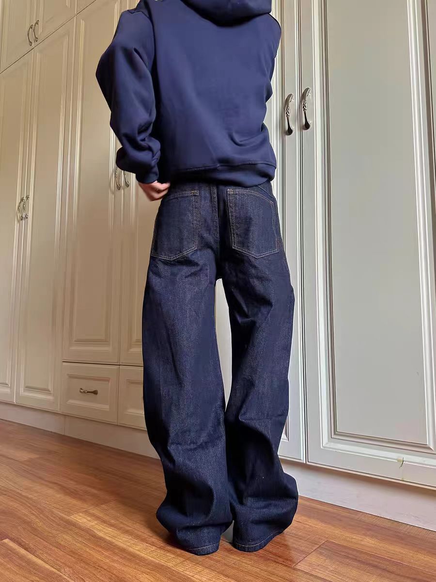 Jean Rinse-Washed Navy Blue Relaxed Fit Jeans Size US 30 / EU 46 - 3 Thumbnail