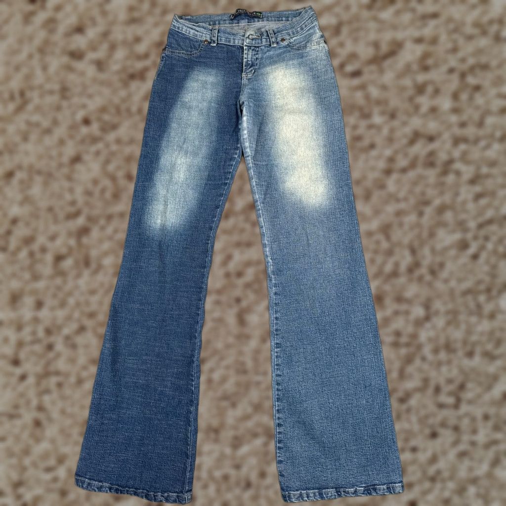 Vintage Big Seven Jeans Womens Flared Jeans 24 Blue Denim Distressed Low Rise 24x32 US Party Vintage: No Size 42" / US 20 - 1 Thumbnail