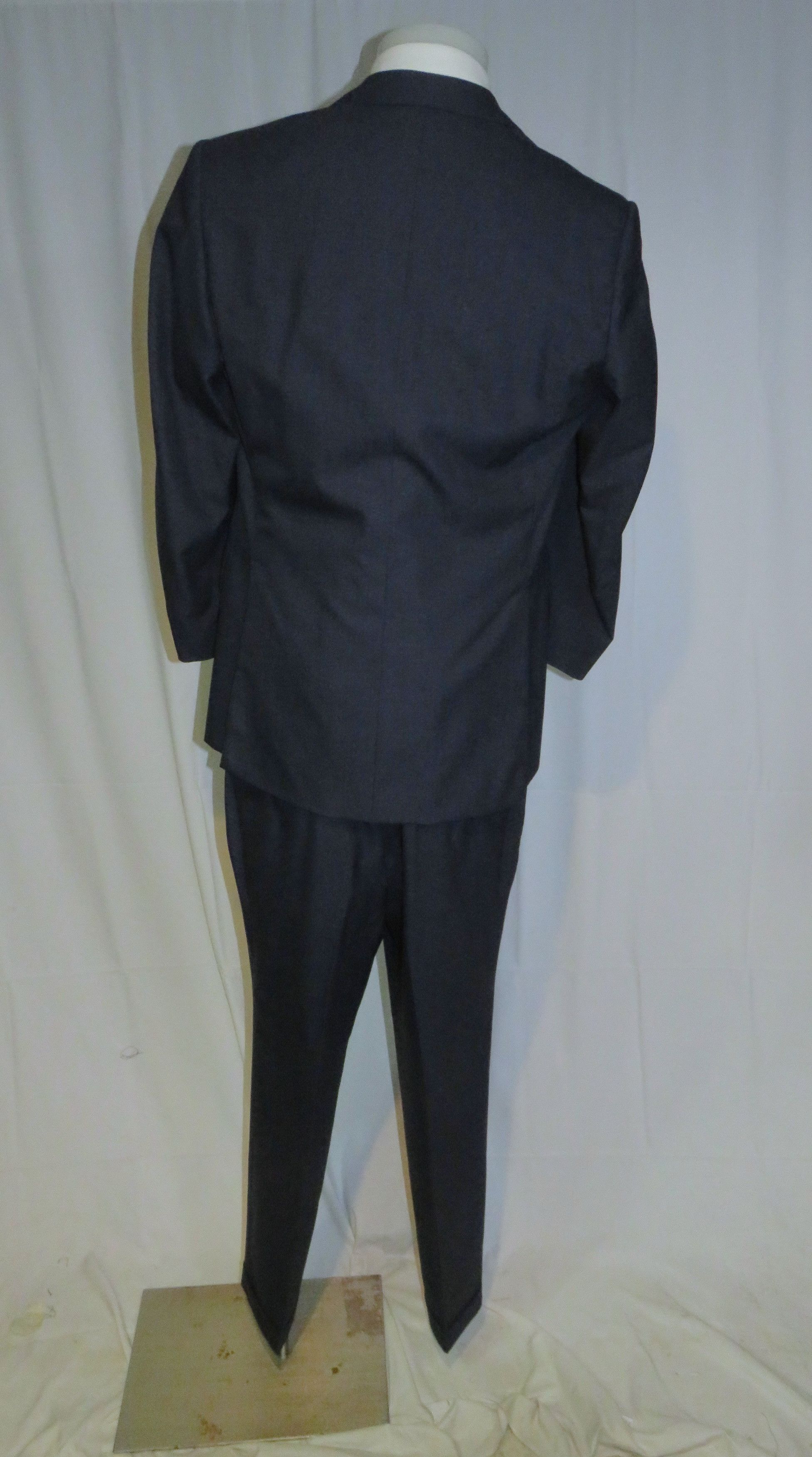 Henry Poole Savile Row Bespoke VTG Blue Hopsack Two Button Suit 40R Size 40R - 2 Thumbnail