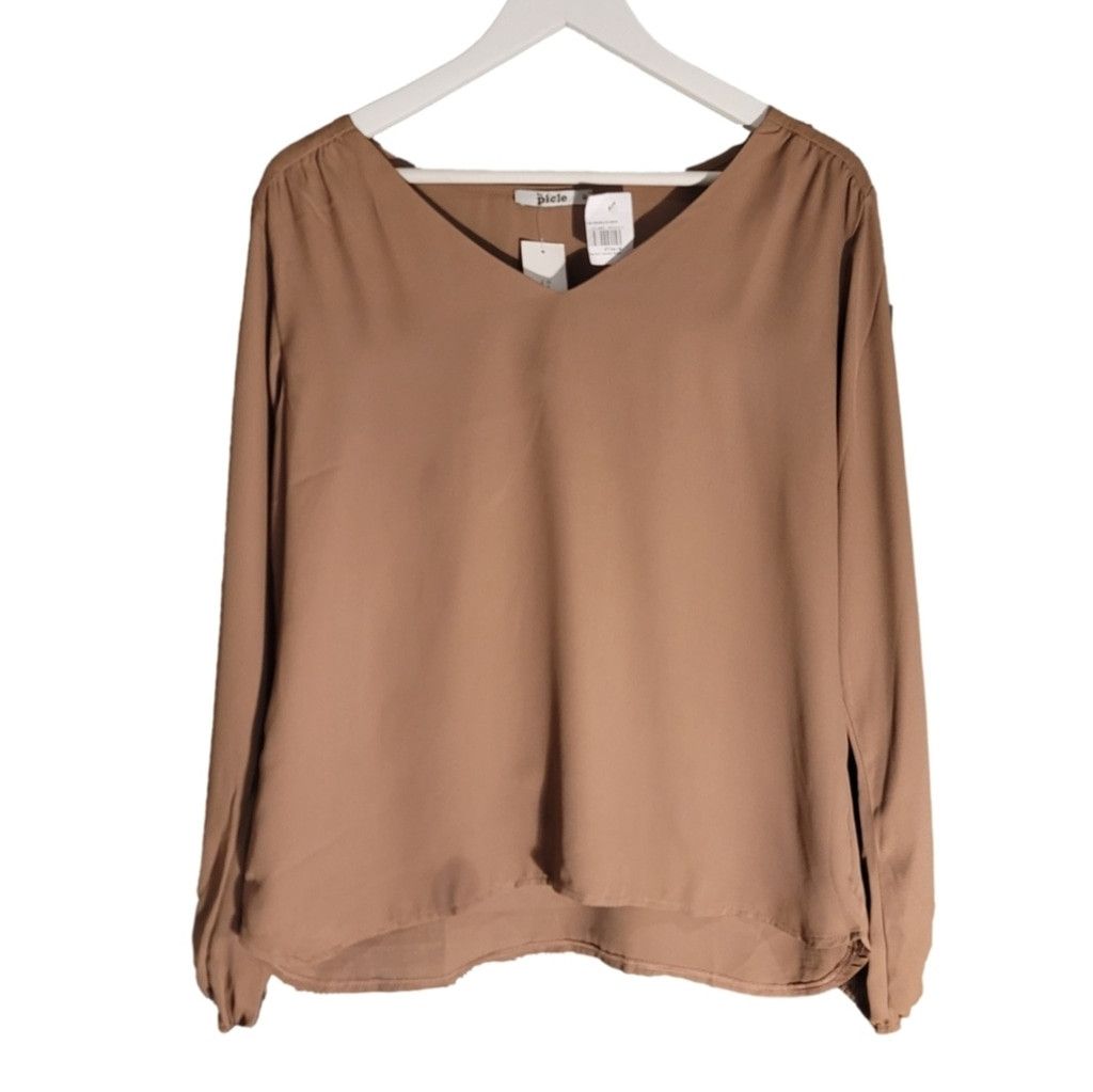 Other NWT Picle Long Sleeve Tan Blouse Size L / US 10 / IT 46 - 1 Thumbnail