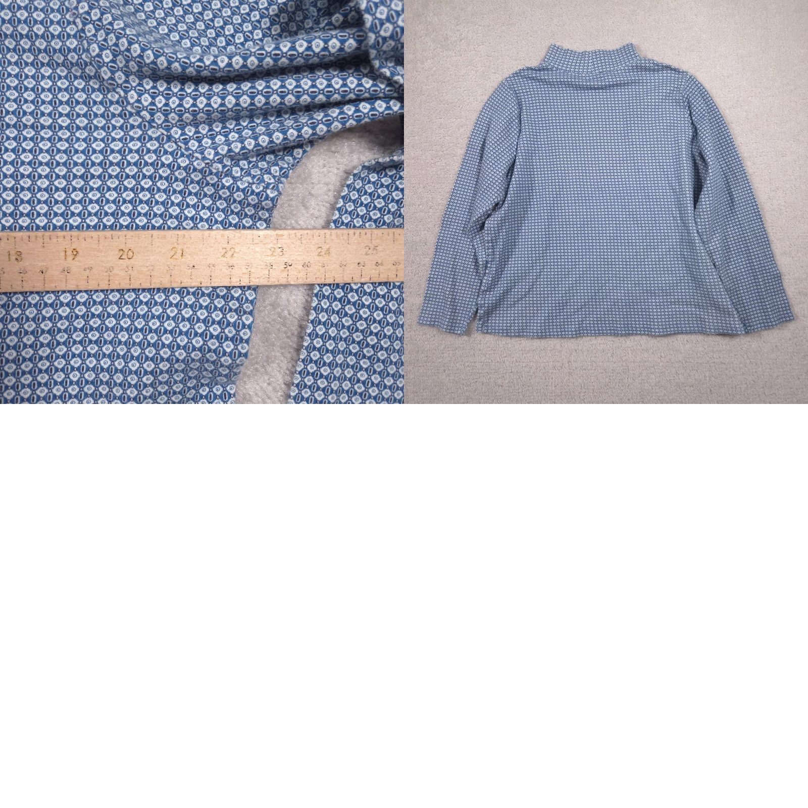 Croft & Barrow Croft & Barrow Womens Plus Size Mock Neck Blue Geometric Tee - 1X Cotton Jersey - Fall Casual Wear Size XL / US 12-14 / IT 48-50 - 8 Thumbnail