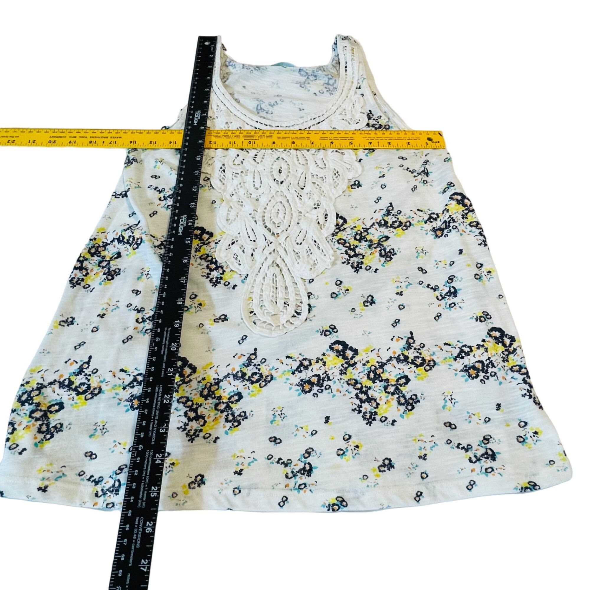 Other Maurices Floral Lace Front Tank Top M White & Yellow Polyest Size M / US 6-8 / IT 42-44 - 9 Thumbnail